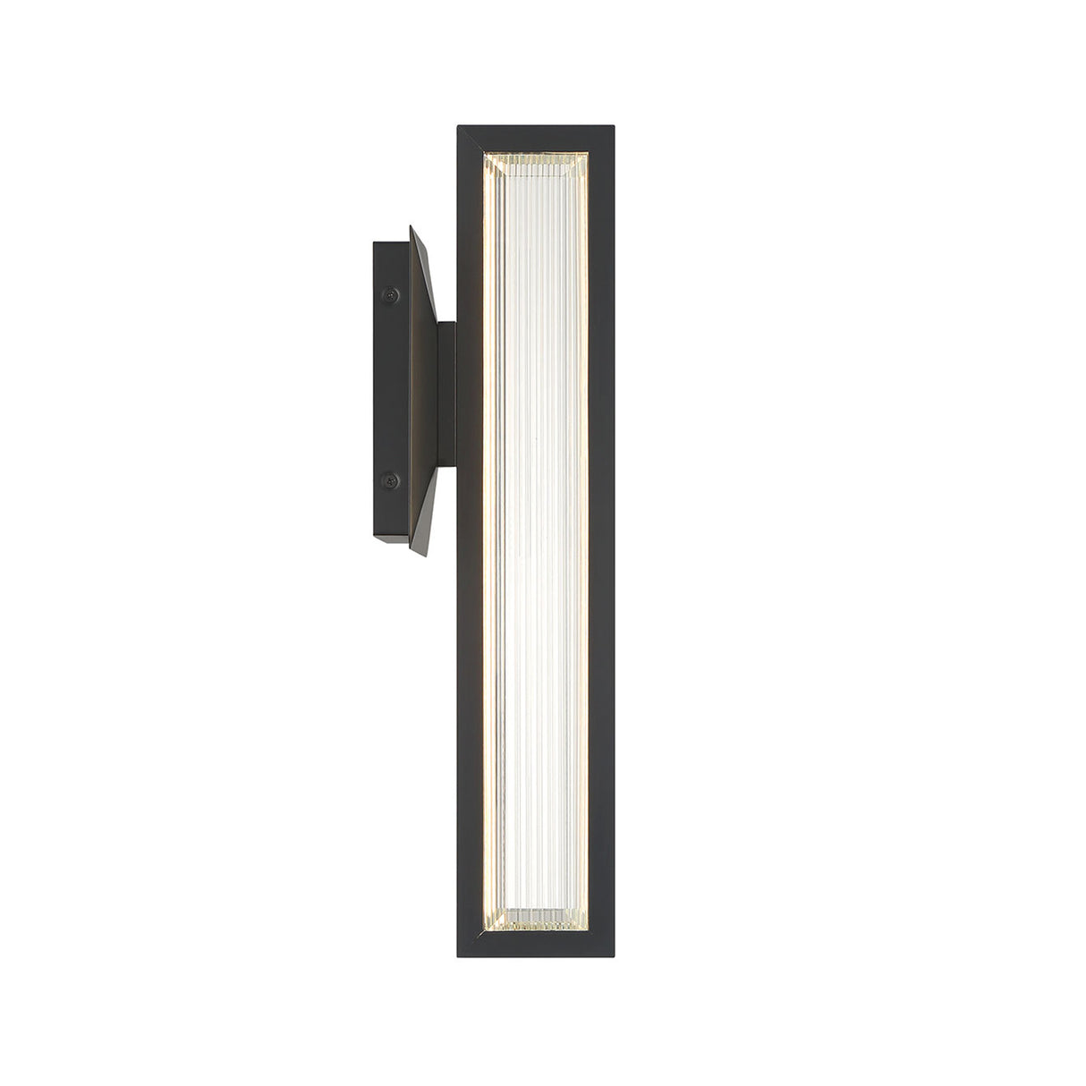 Enzina LED Outdoor Wall Light, Medium 18", Matte Black and Ribbed Crystal