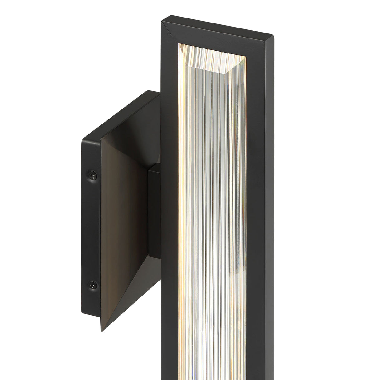 Enzina LED Outdoor Wall Light, Large 24", Matte Black and Ribbed Crystal
