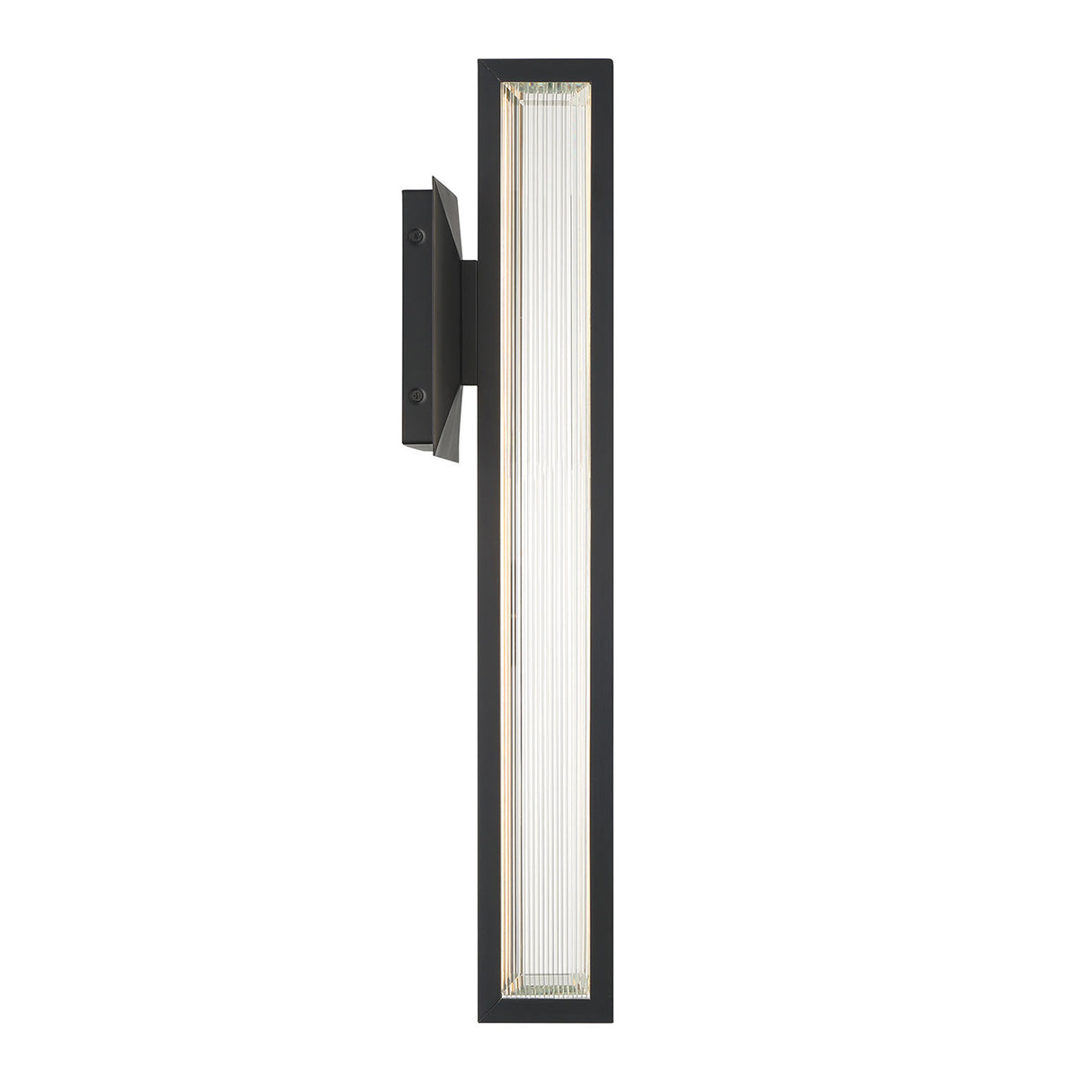Enzina LED Outdoor Wall Light, Large 24", Matte Black and Ribbed Crystal