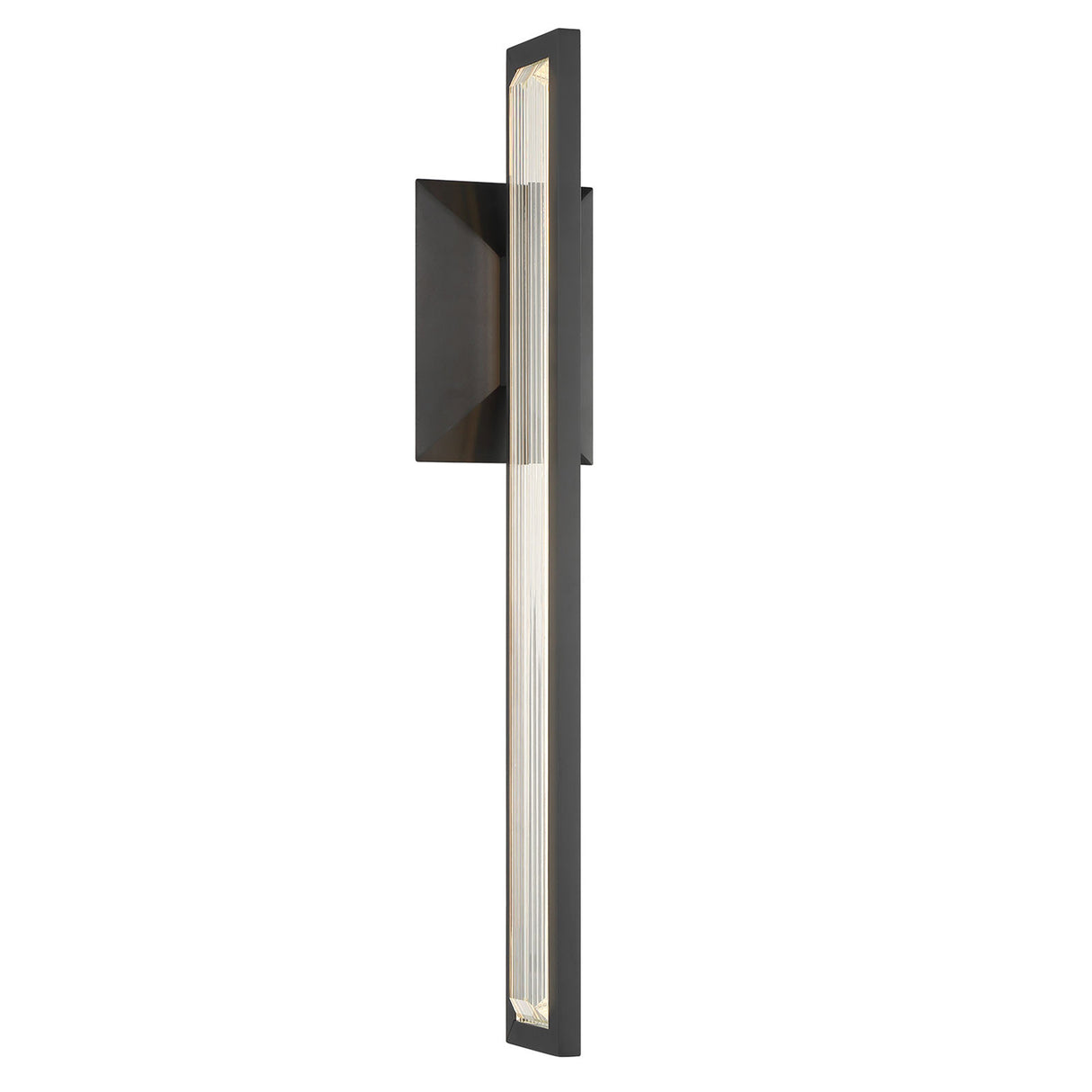 Enzina LED Outdoor Wall Light, Large 24", Matte Black and Ribbed Crystal
