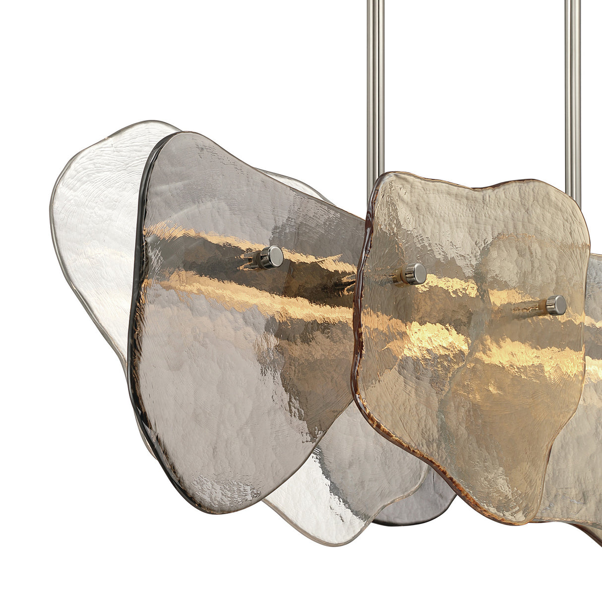 Salome Linear LED Chandelier 39", Polished Nickel and Gilded Fog Glass