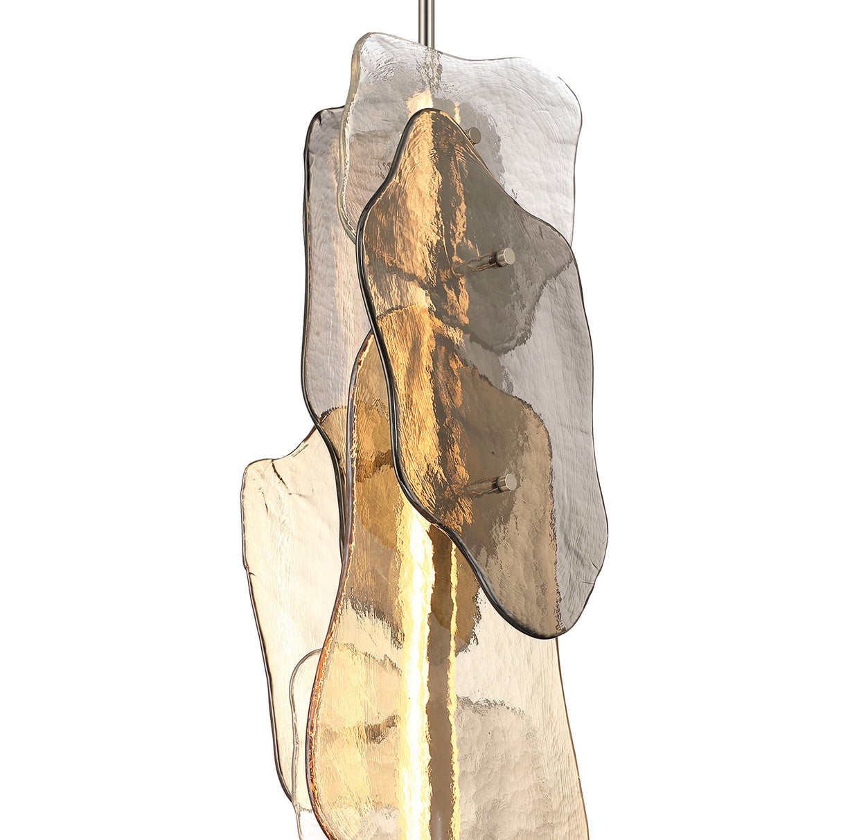 Salome Large LED Pendant 14", Polished Nickel and Gilded Fog Glass