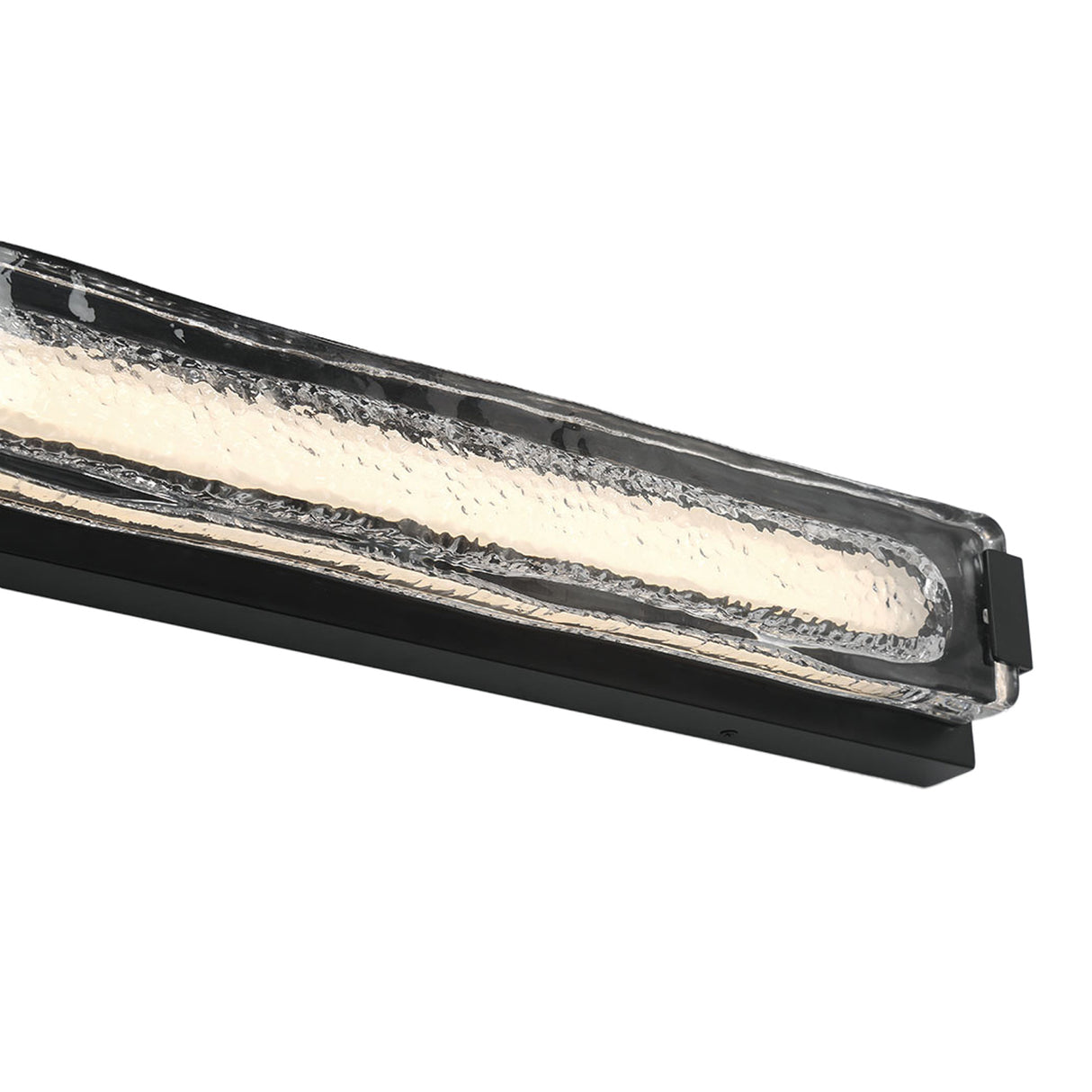 Darion Outdoor LED Wall Sconce, Large 24", Matte Black and Clear Textured Glass