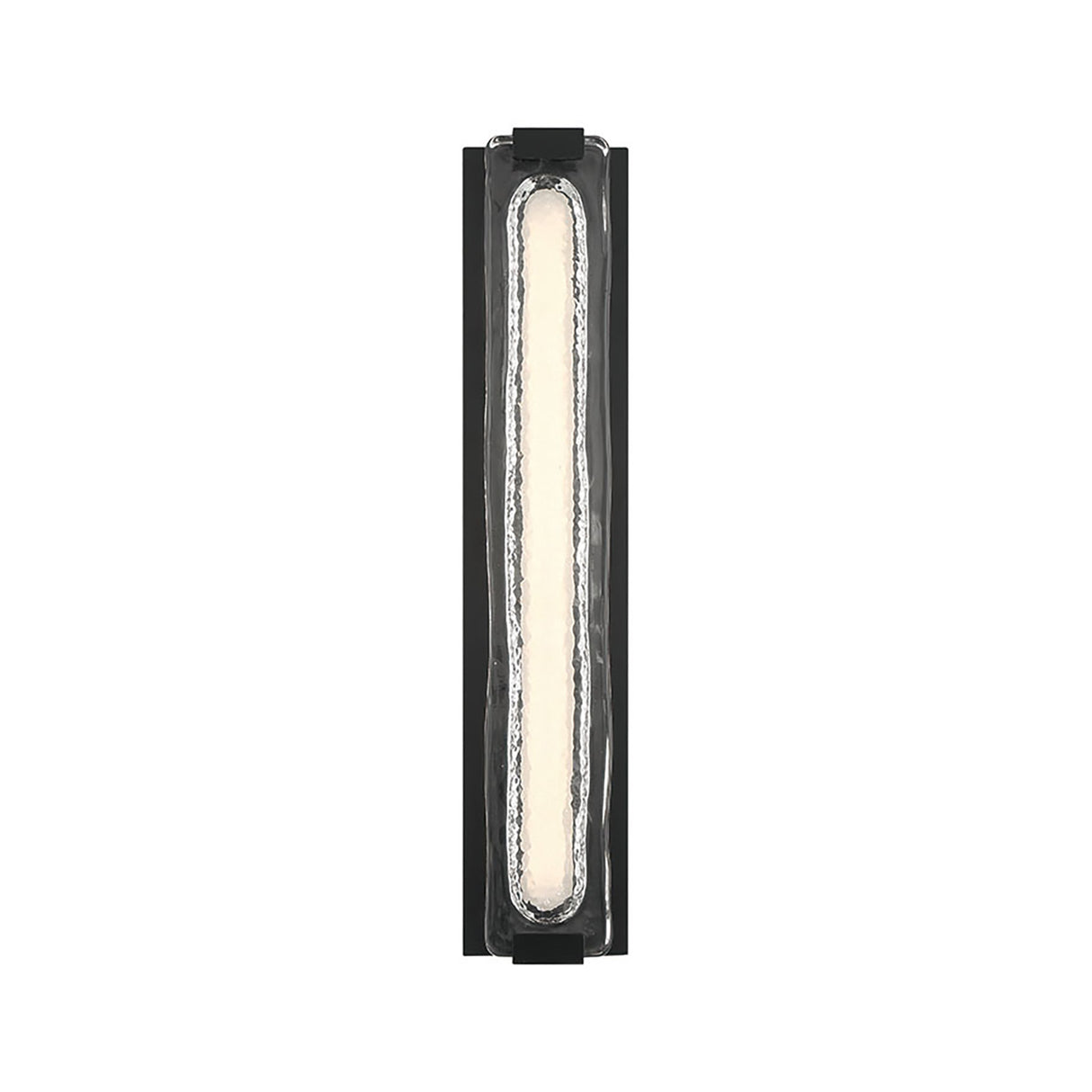 Darion Outdoor LED Wall Sconce, Large 24", Matte Black and Clear Textured Glass