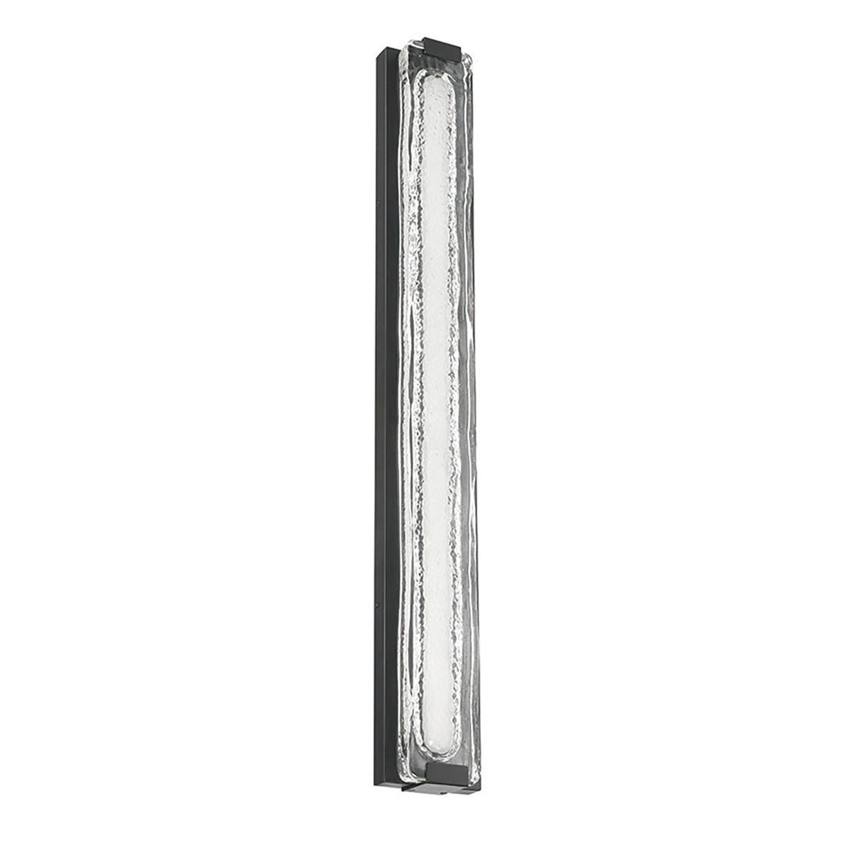 Darion Outdoor LED Wall Sconce, Extra Large 36", Matte Black and Clear Textured Glass