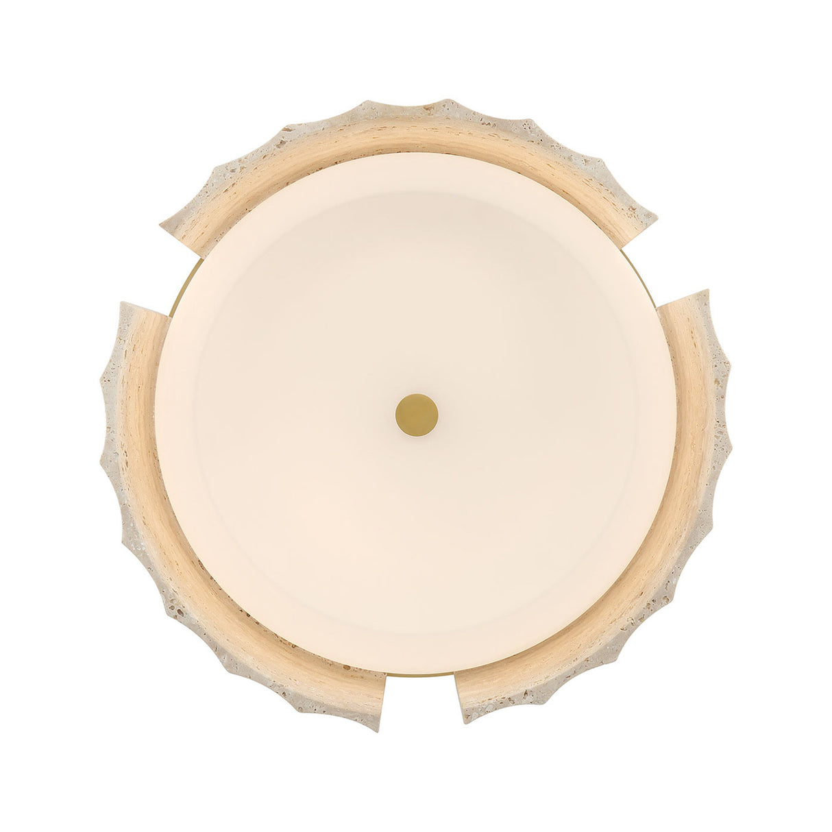 Damari Medium LED Flush Mount 18", Travertine and Brass