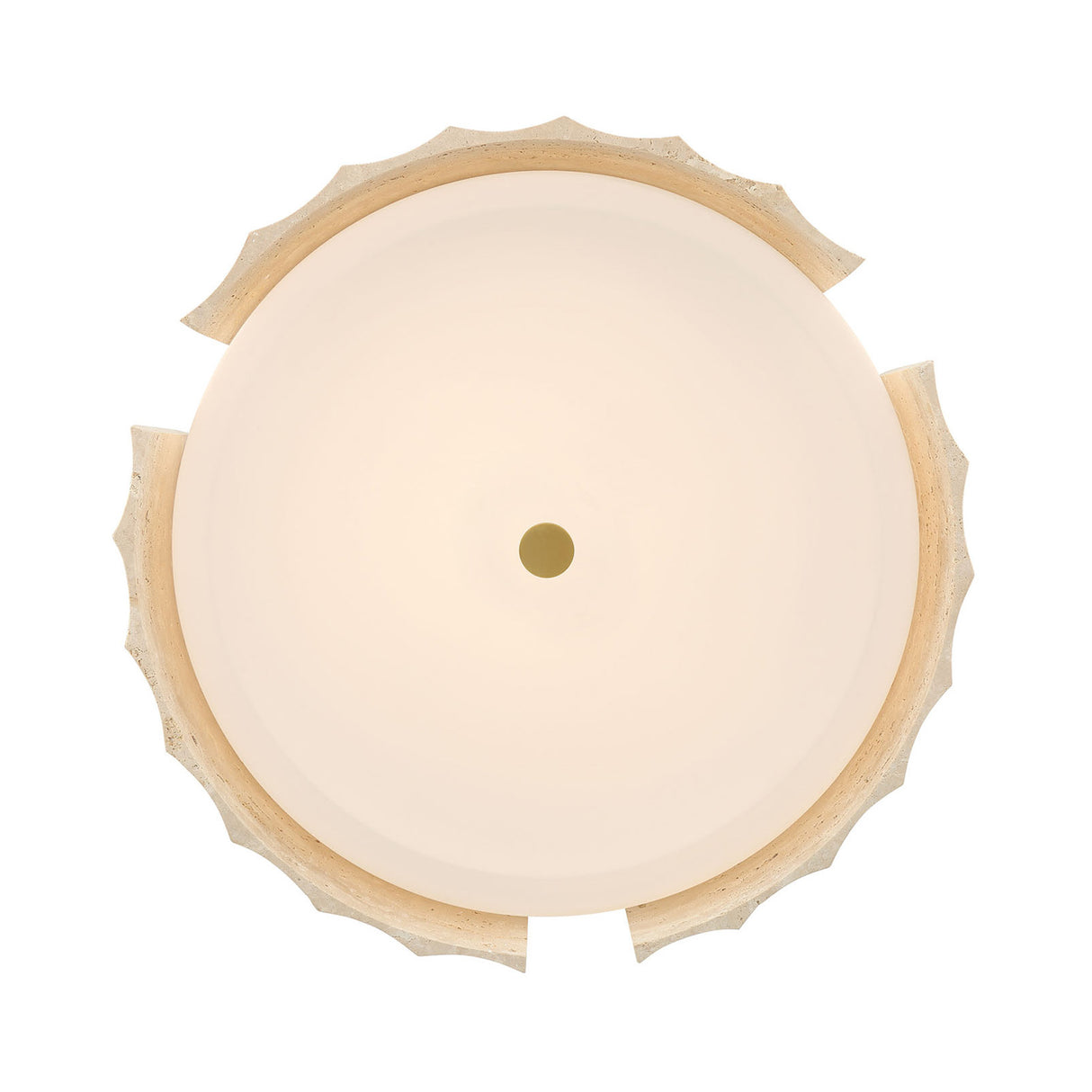 Damari Large LED Flush Mount 24", Travertine and Brass