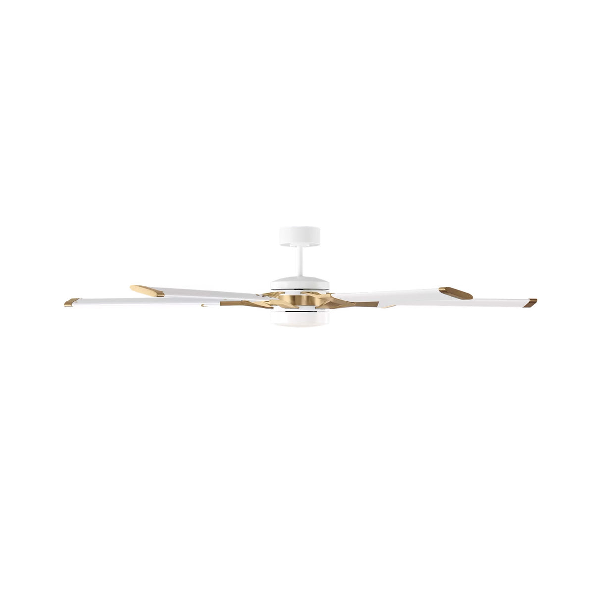 Loon LED Ceiling Fan 62", Matte White with Modern Brass