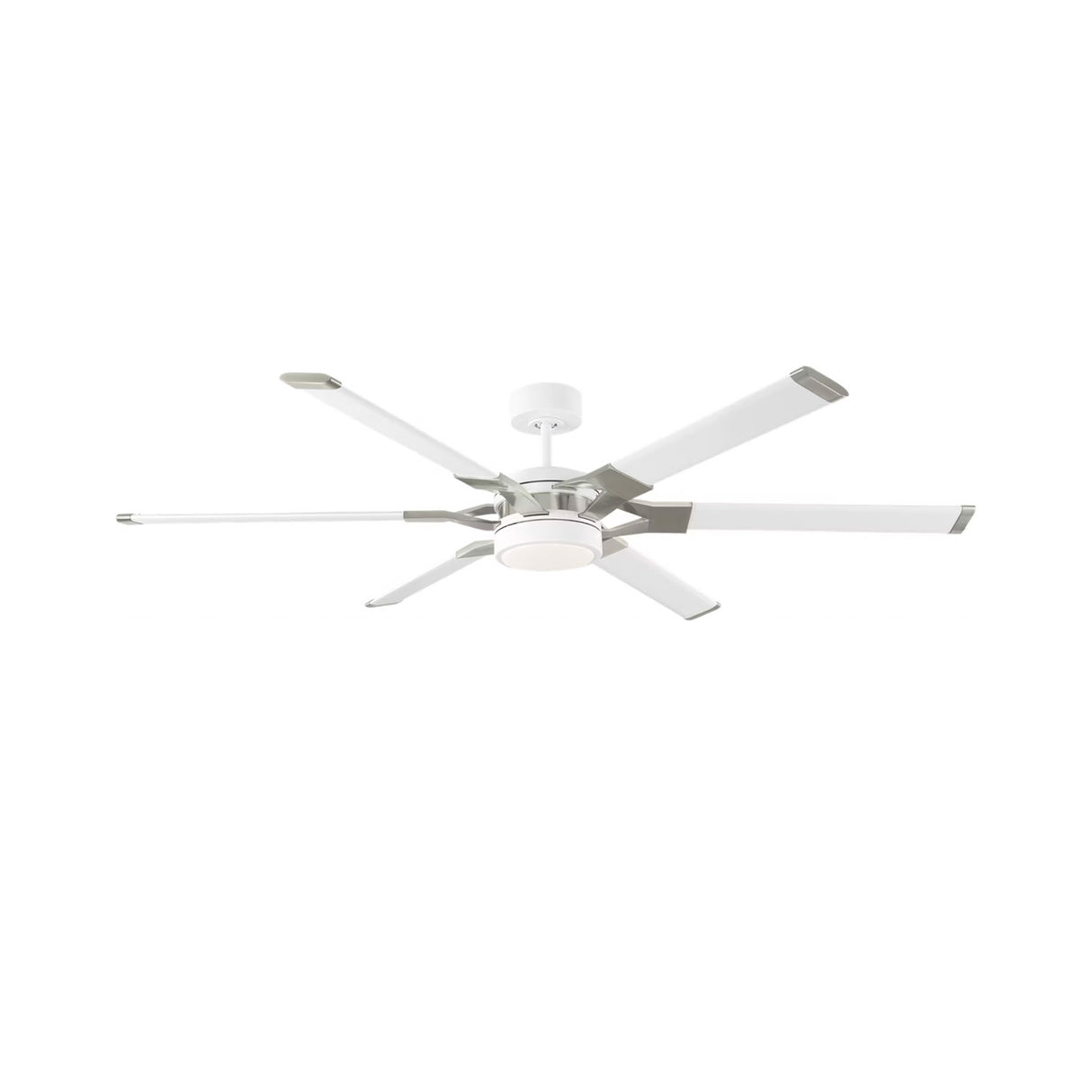 Loon LED Ceiling Fan 62", Matte White with Brushed Steel