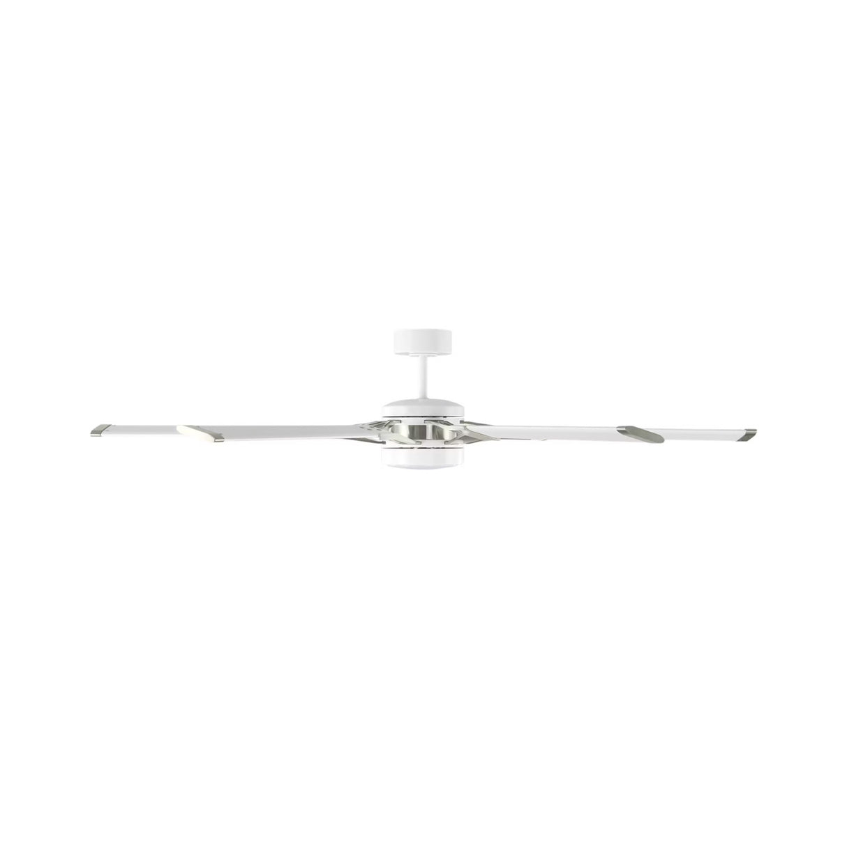 Loon LED Ceiling Fan 62", Matte White with Brushed Steel