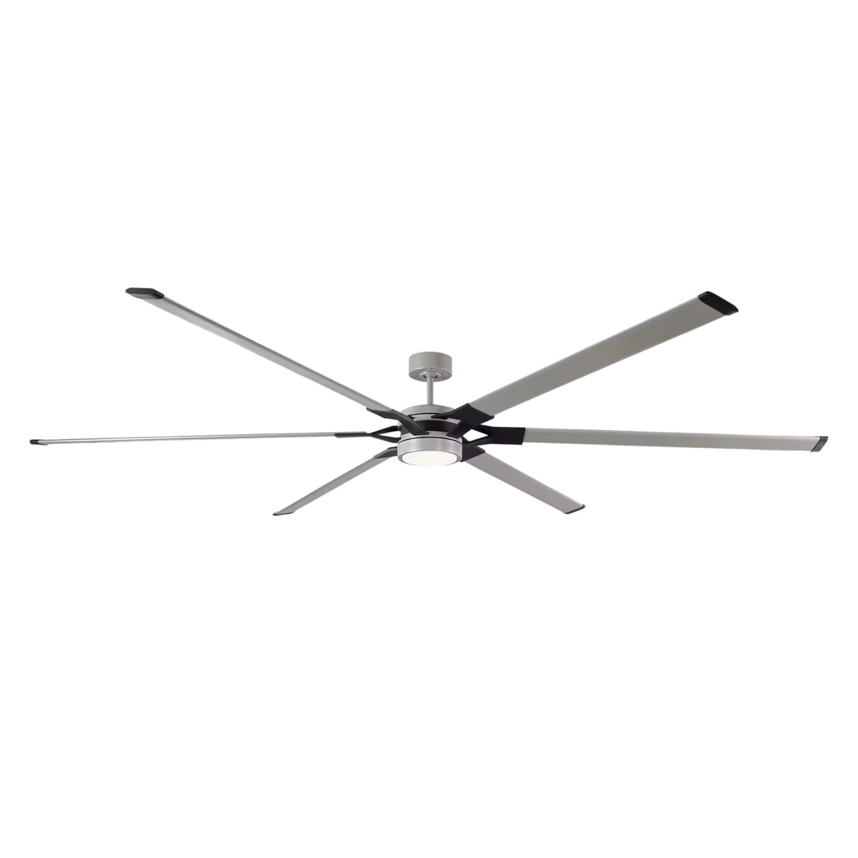 Loon LED Ceiling Fan 96", Brushed Steel with Matte Black