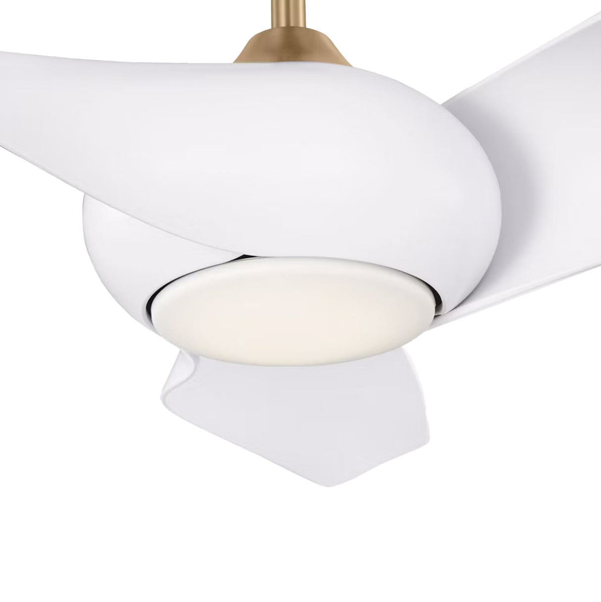 Krestel LED Smart Ceiling Fan 52", Matte White and Modern Brass