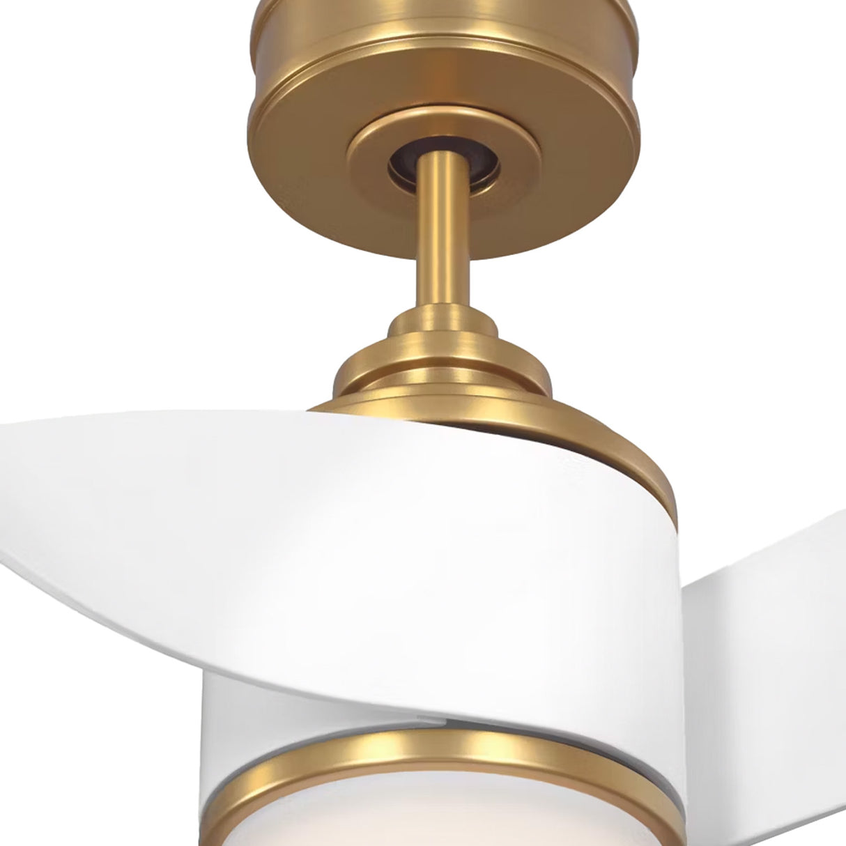 Merlin LED Smart Ceiling Fan 60", Matte White and Modern Brass