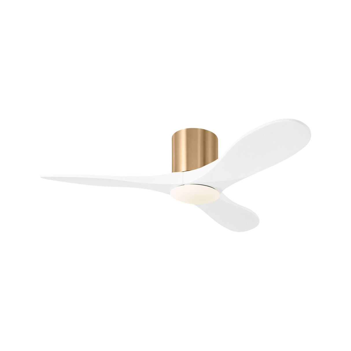 Eider LED Smart Ceiling Fan 44", Matte White Oak and Modern Brass