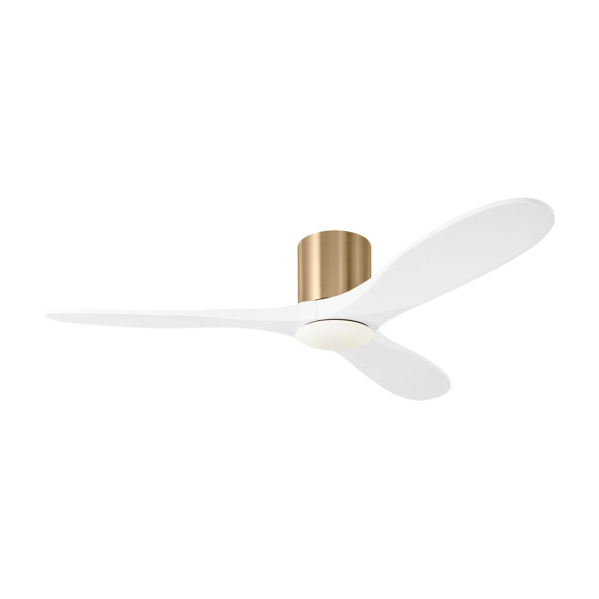 Eider LED Smart Ceiling Fan 52", Matte White Oak and Modern Brass
