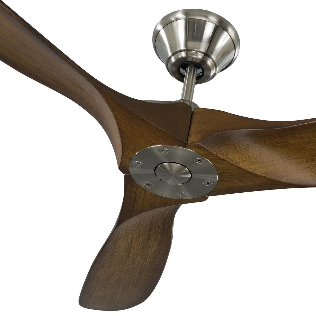 Egret Ceiling Fan 52", Koa Wood and Brushed Steel