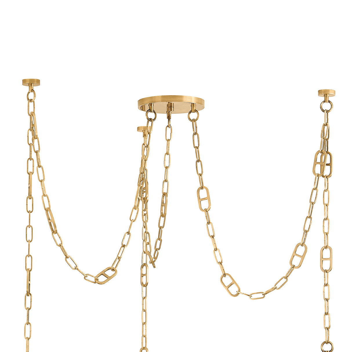 Lockwood 3 Light Swag Chandelier, Vintage Brass and Frosted Glass