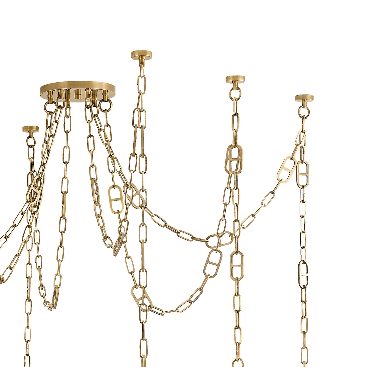 Lockwood 6 Light Swag Chandelier, Vintage Brass and Frosted Glass