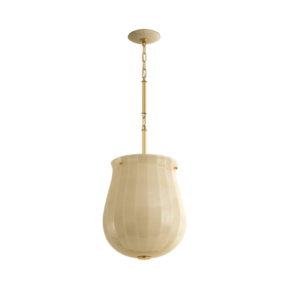 Cortland Medium Pendant 14", Champagne Glass and Aged Brass