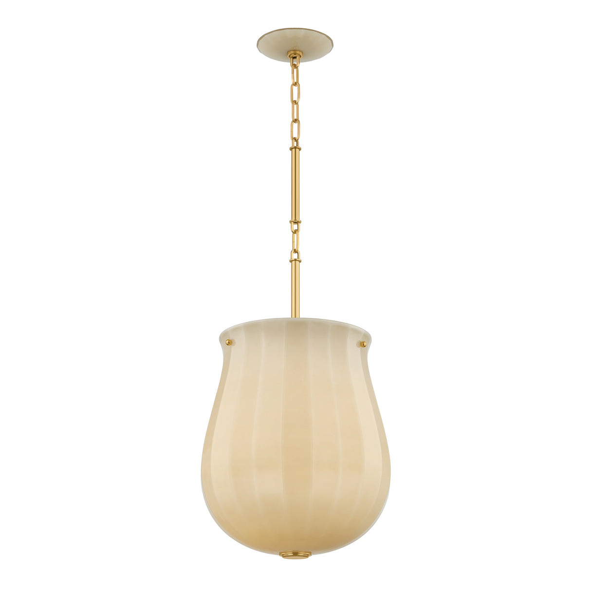 Cortland Medium Pendant 14", Champagne Glass and Aged Brass