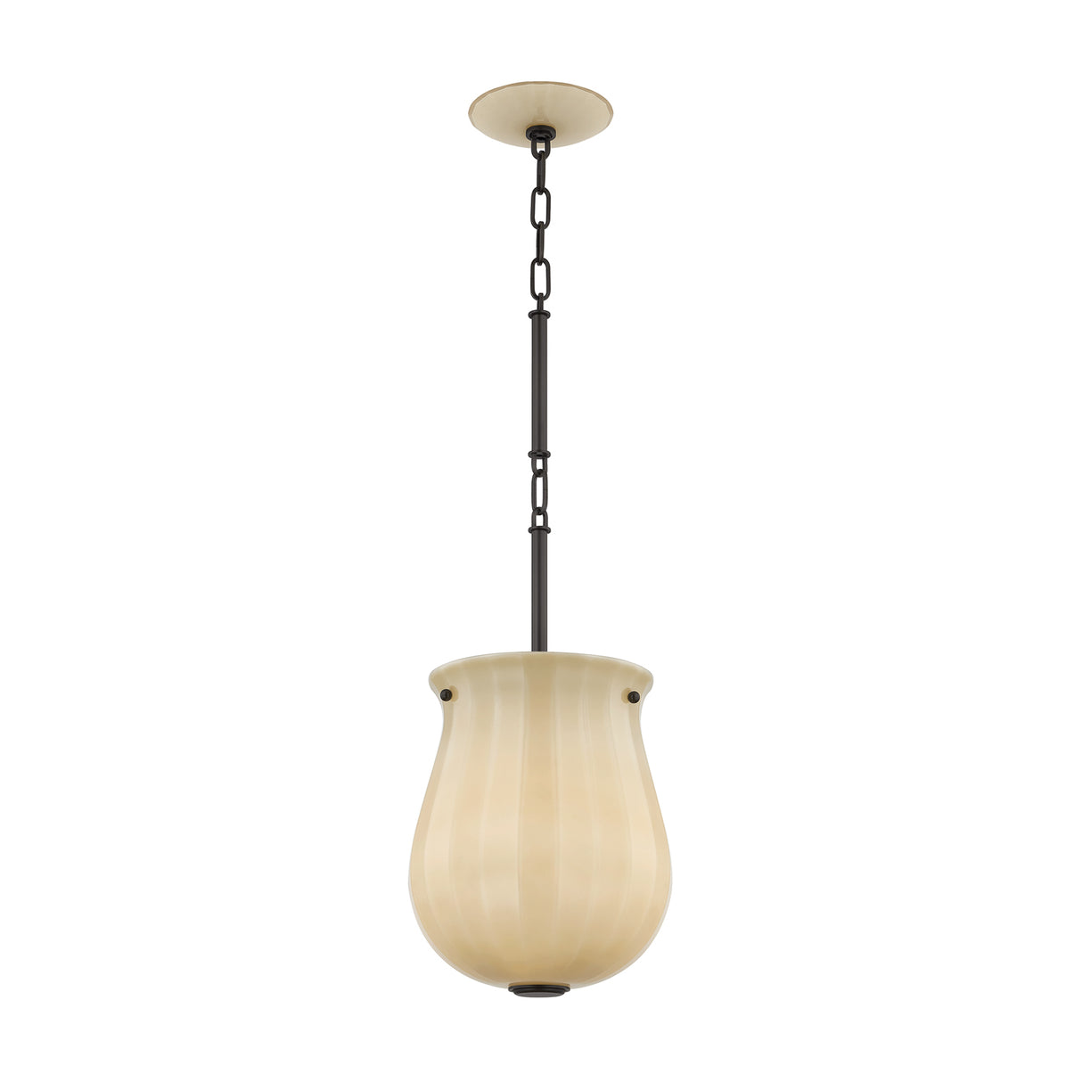 Cortland Small Pendant 10", Champagne Glass and Distressed Bronze