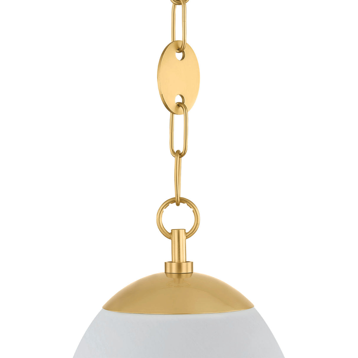 Kelton Small Pendant 8", Cloud Glass and Aged Brass