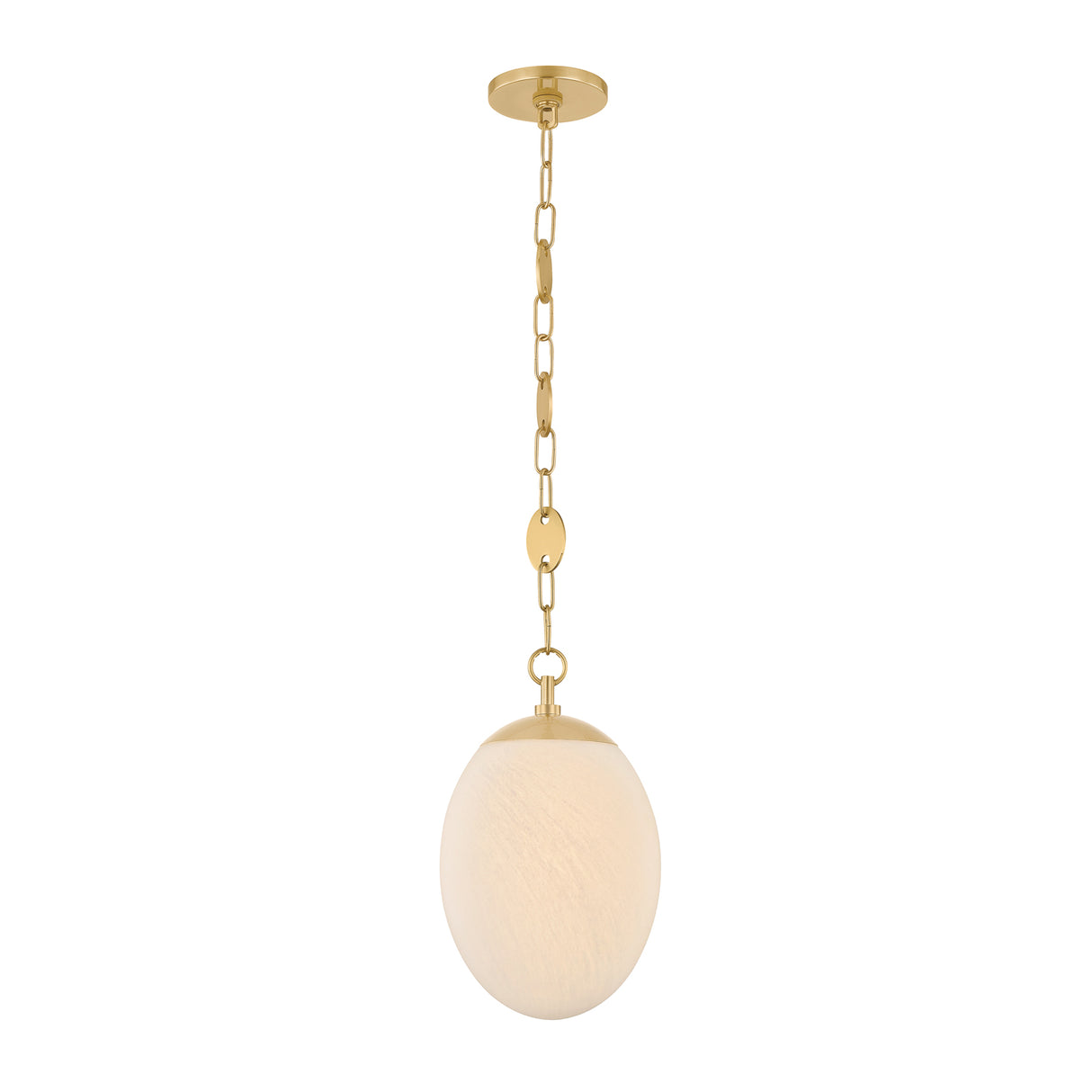 Kelton Small Pendant 8", Cloud Glass and Aged Brass