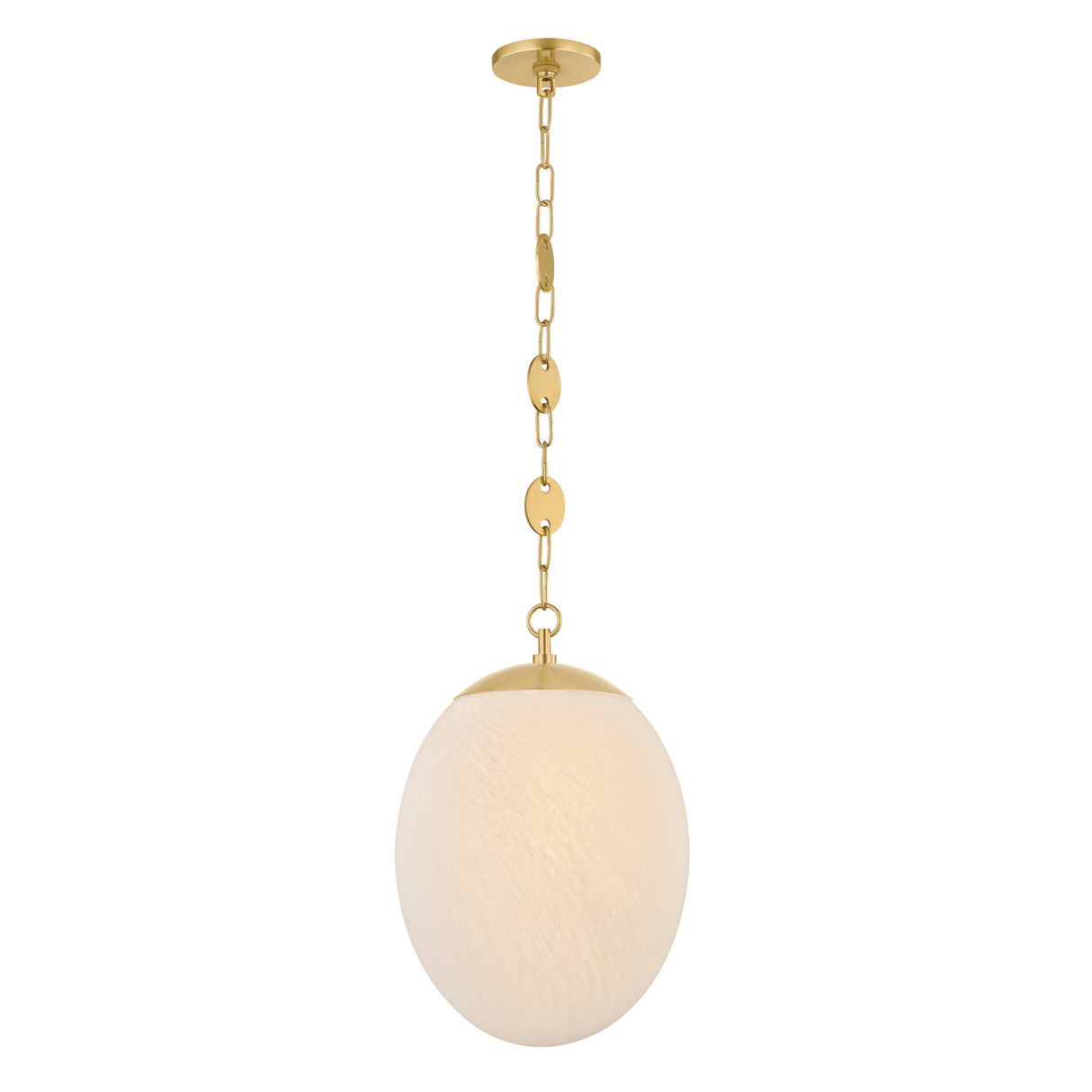 Kelton Medium Pendant 12", Cloud Glass and Aged Brass