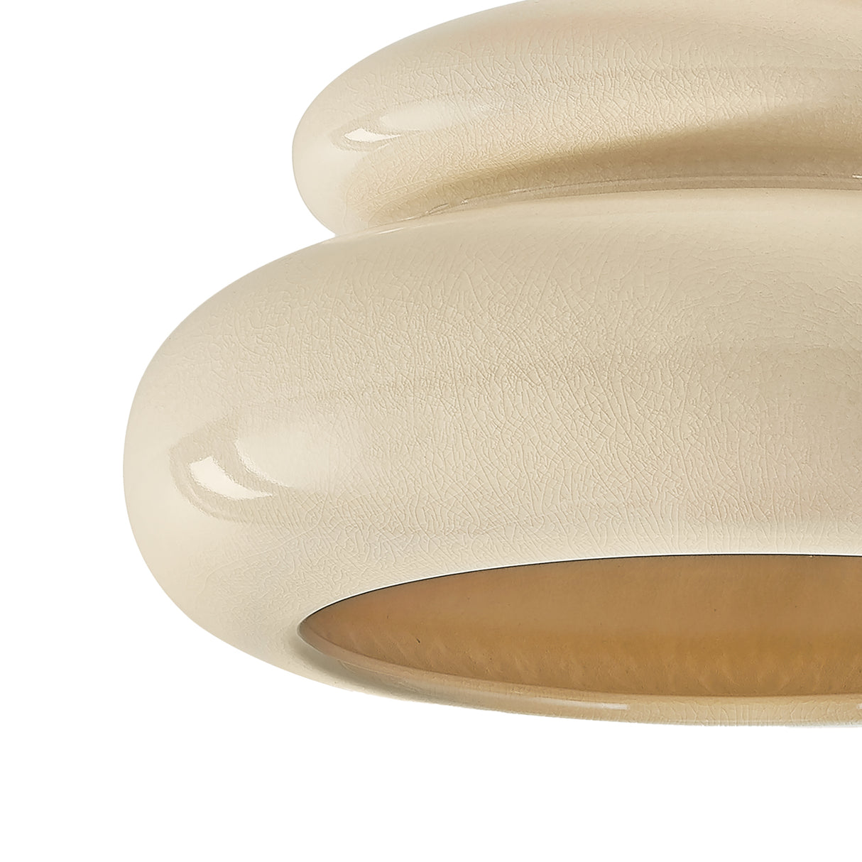 Ellsworth Semi-Flush 16", Taupe Crackle Ceramic and Aged Brass