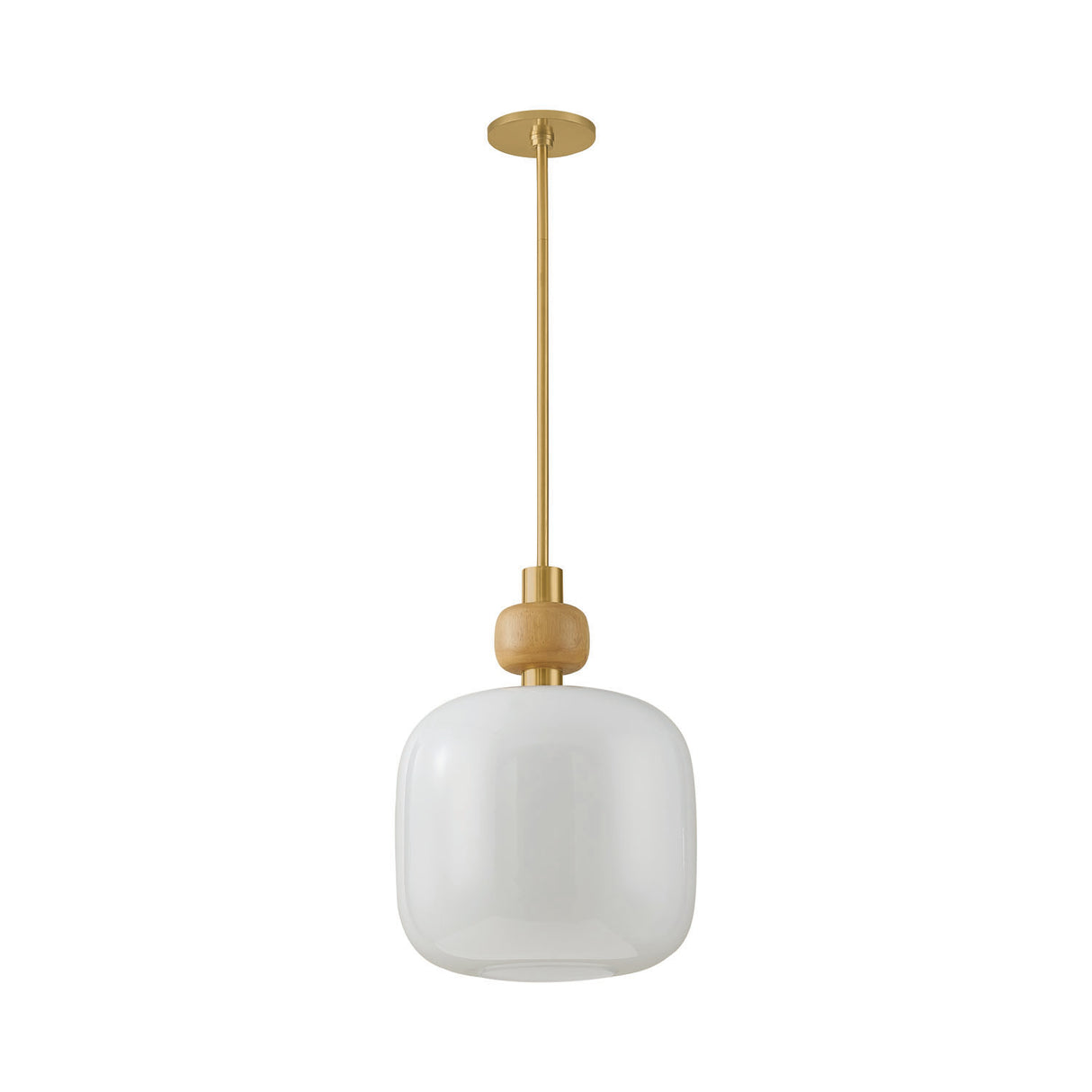 Norden Medium Pendant 16", Aged Brass and Milk Glass