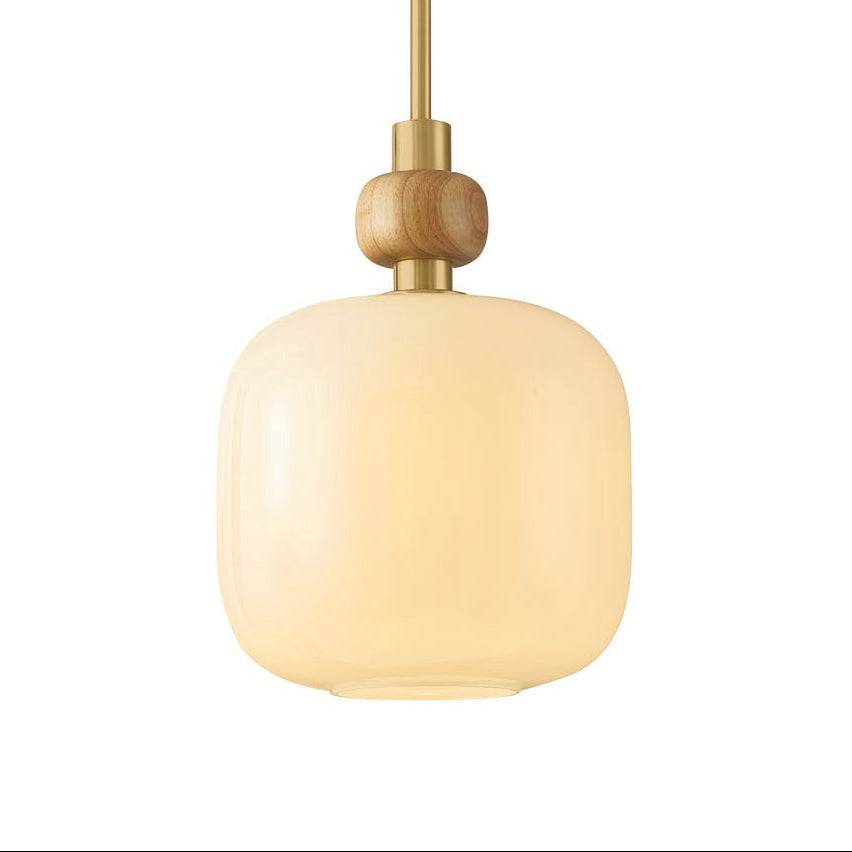 Norden Small Pendant 12", Aged Brass and Milk Glass