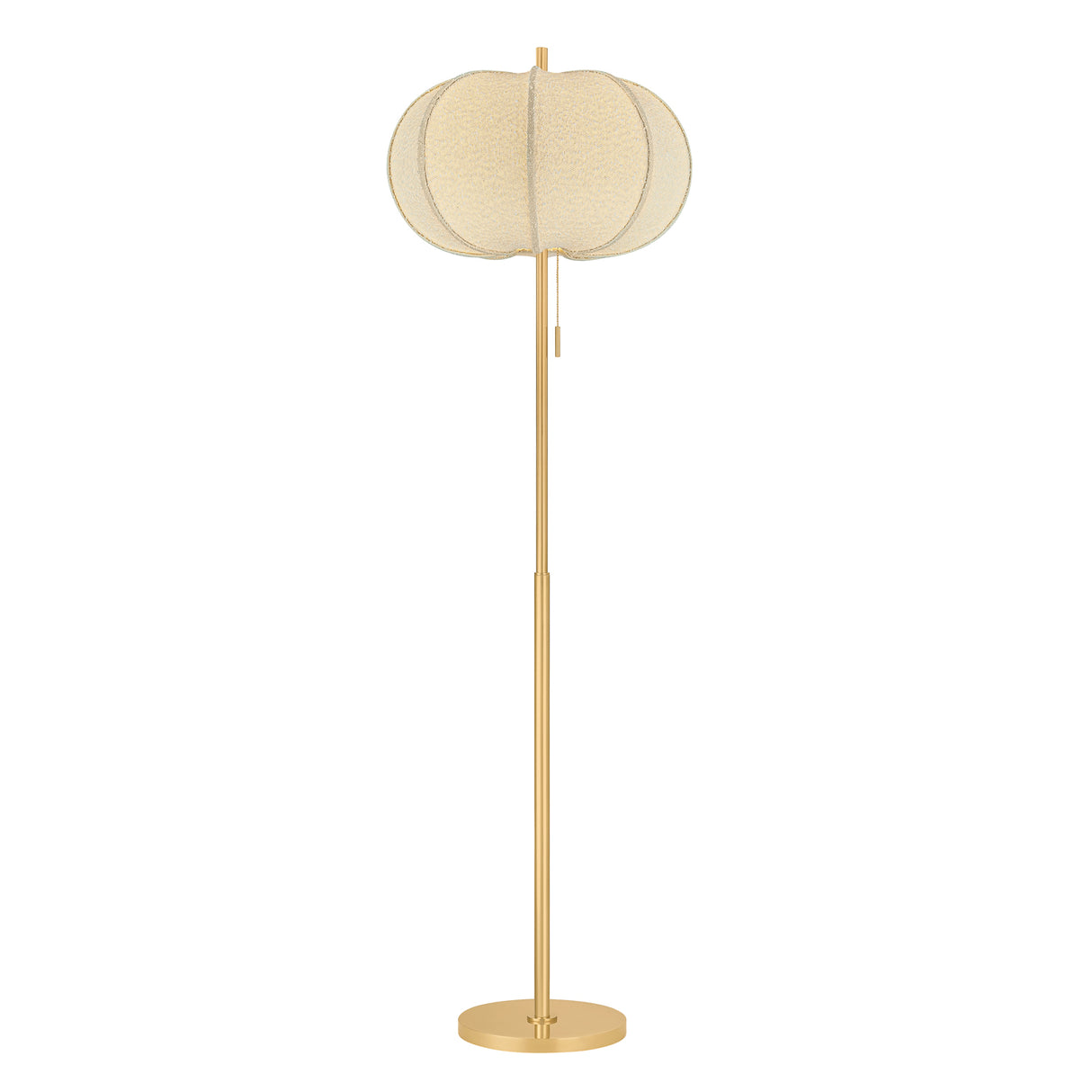 Kingsley Floor Lamp 64", Aged Brass and Ivory Boucle