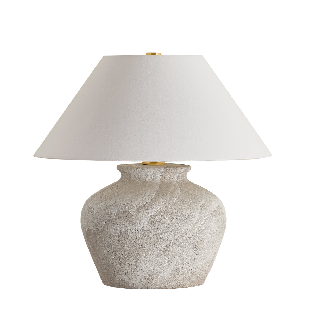 Kensington Table Lamp 24", Sand Ceramic and Aged Brass