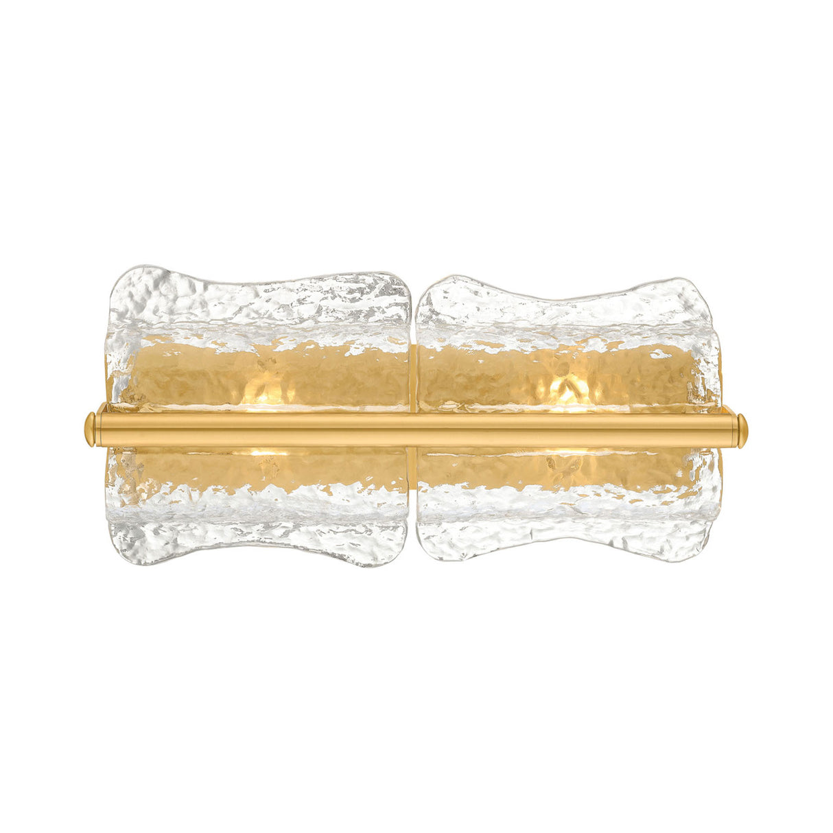Bristolia 2 Light Wall Sconce 19", Aged Brass and Clear Piastra Glass