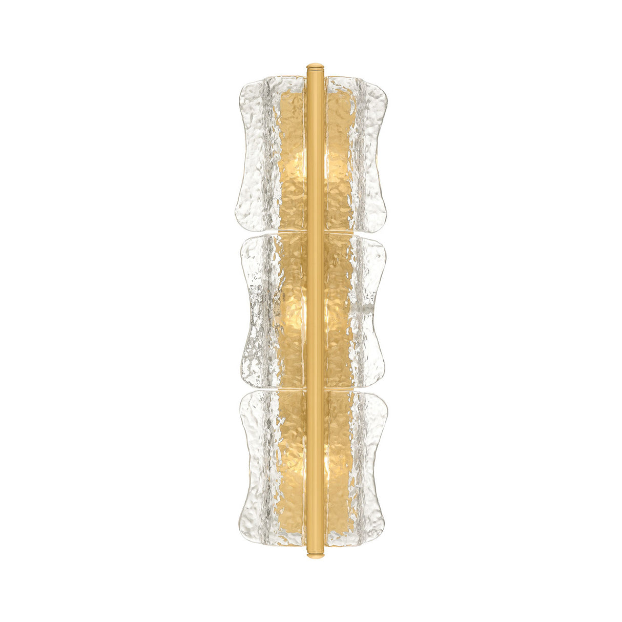 Bristolia 3 Light Wall Sconce 28", Aged Brass and Clear Piastra Glass
