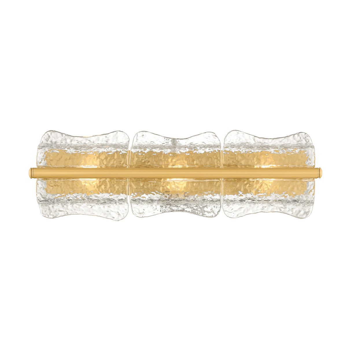 Bristolia 3 Light Wall Sconce 28", Aged Brass and Clear Piastra Glass