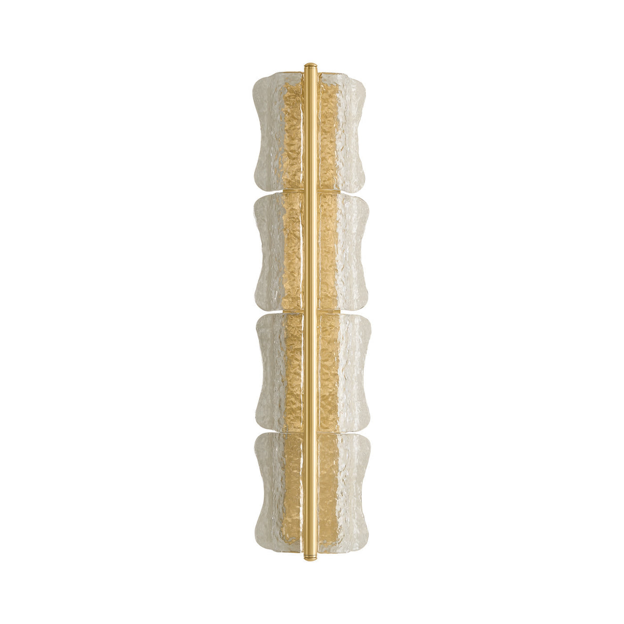 Bristolia 4 Light Wall Sconce 36", Aged Brass and Clear Piastra Glass