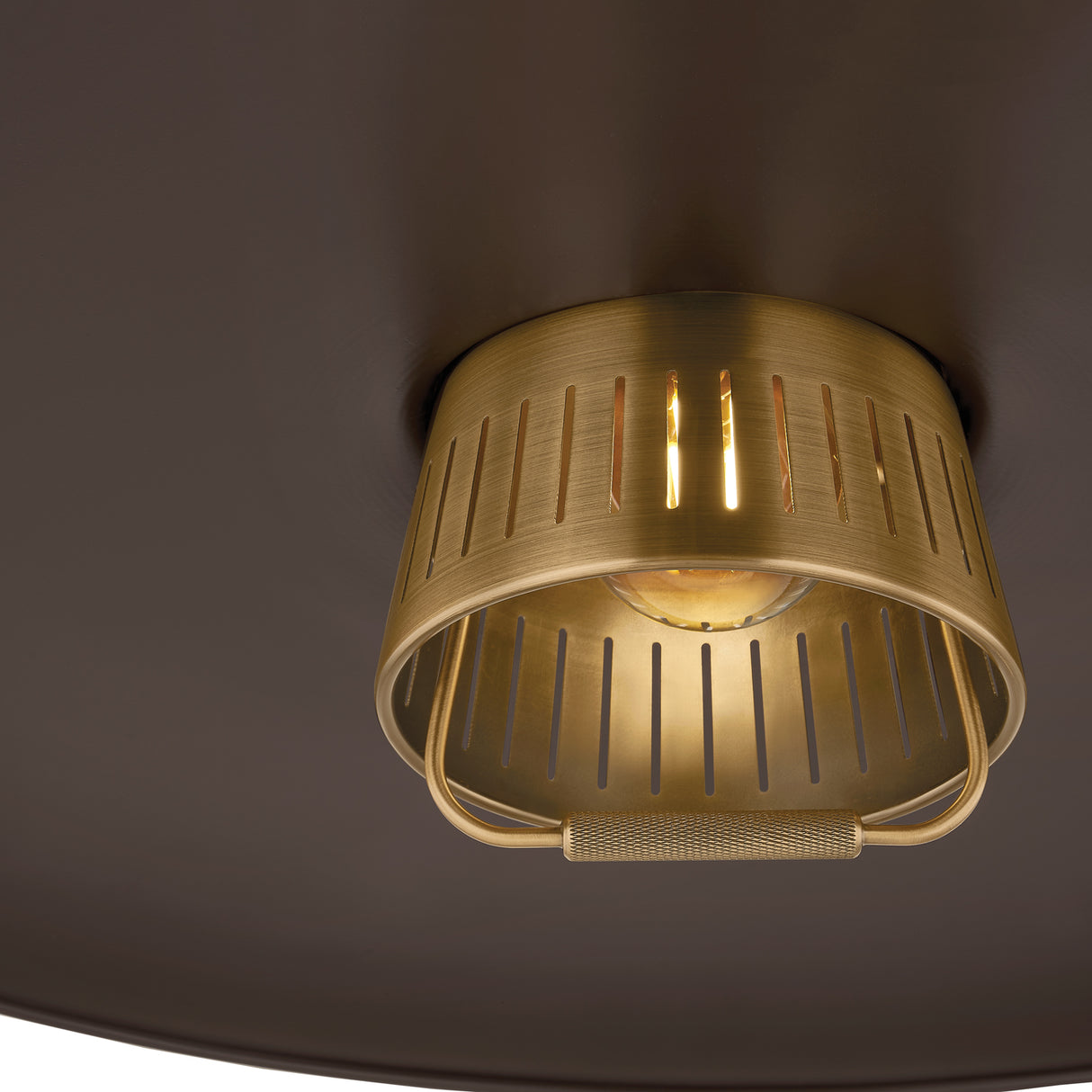 Beryl Pull Down Pendant 25", Bronze and Patina Brass
