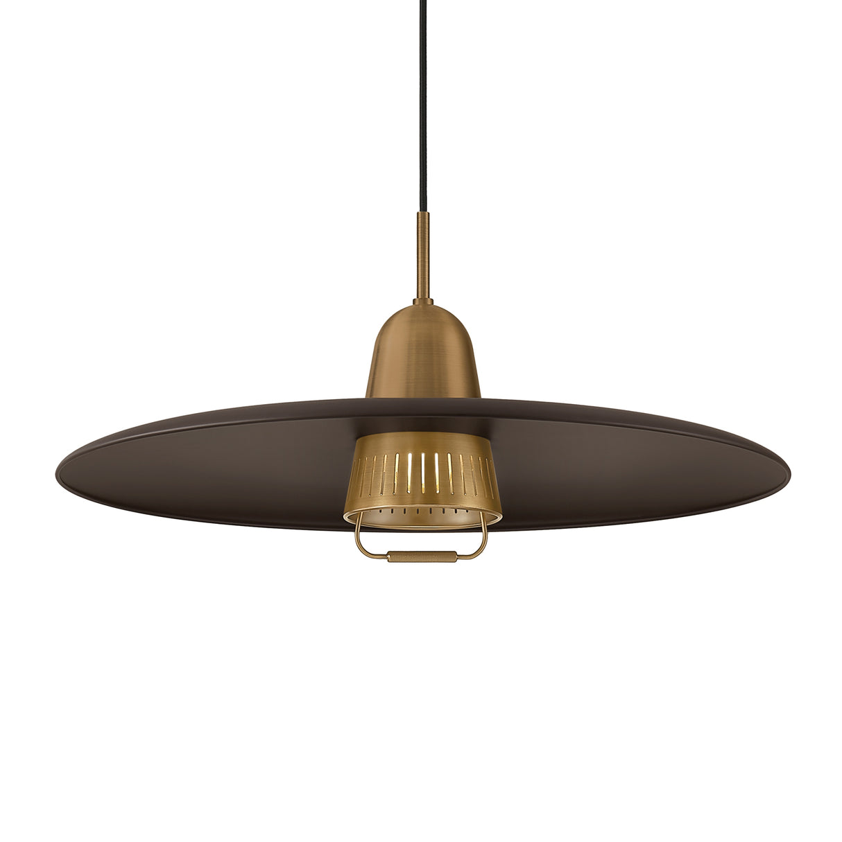 Beryl Pull Down Pendant 25", Bronze and Patina Brass