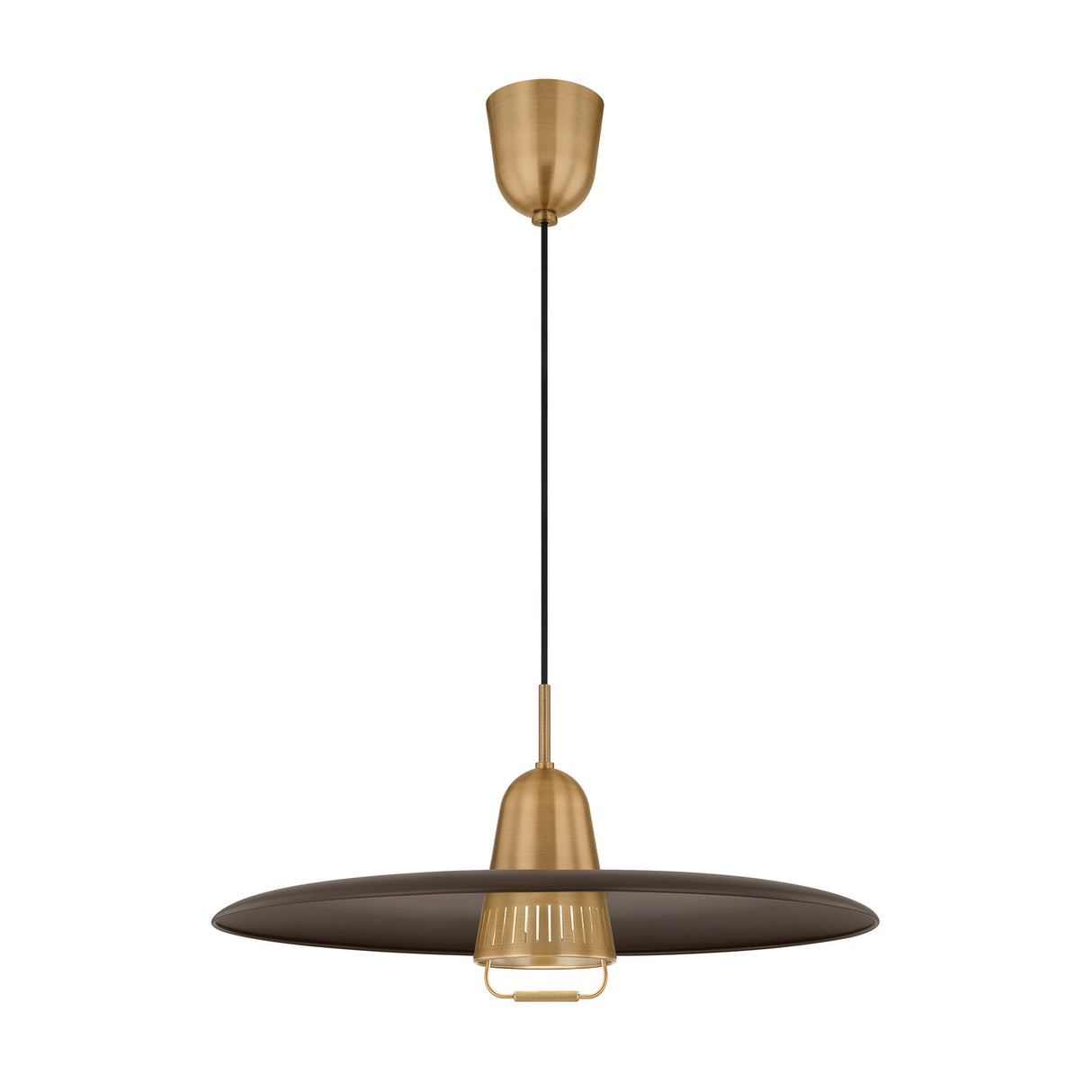 Beryl Pull Down Pendant 25", Bronze and Patina Brass