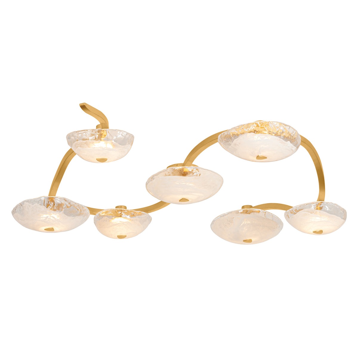 Leona 7 Light LED Semi-Flush 69", Gold Leaf and Piastra Glass
