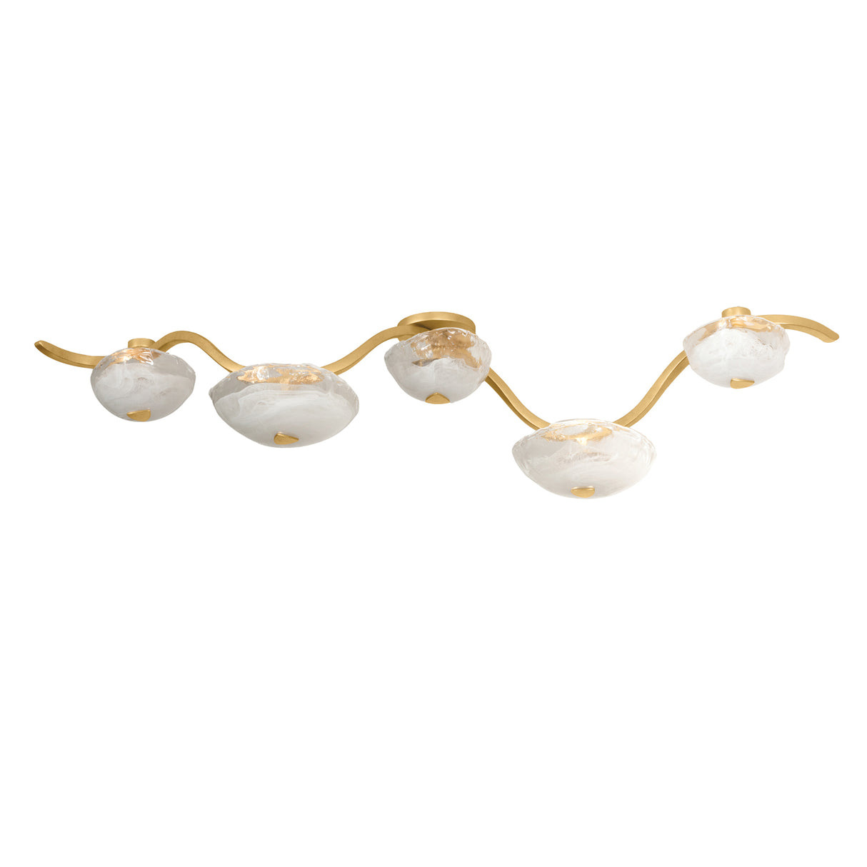 Leona 5 Light LED Semi-Flush 64", Gold Leaf and Piastra Glass