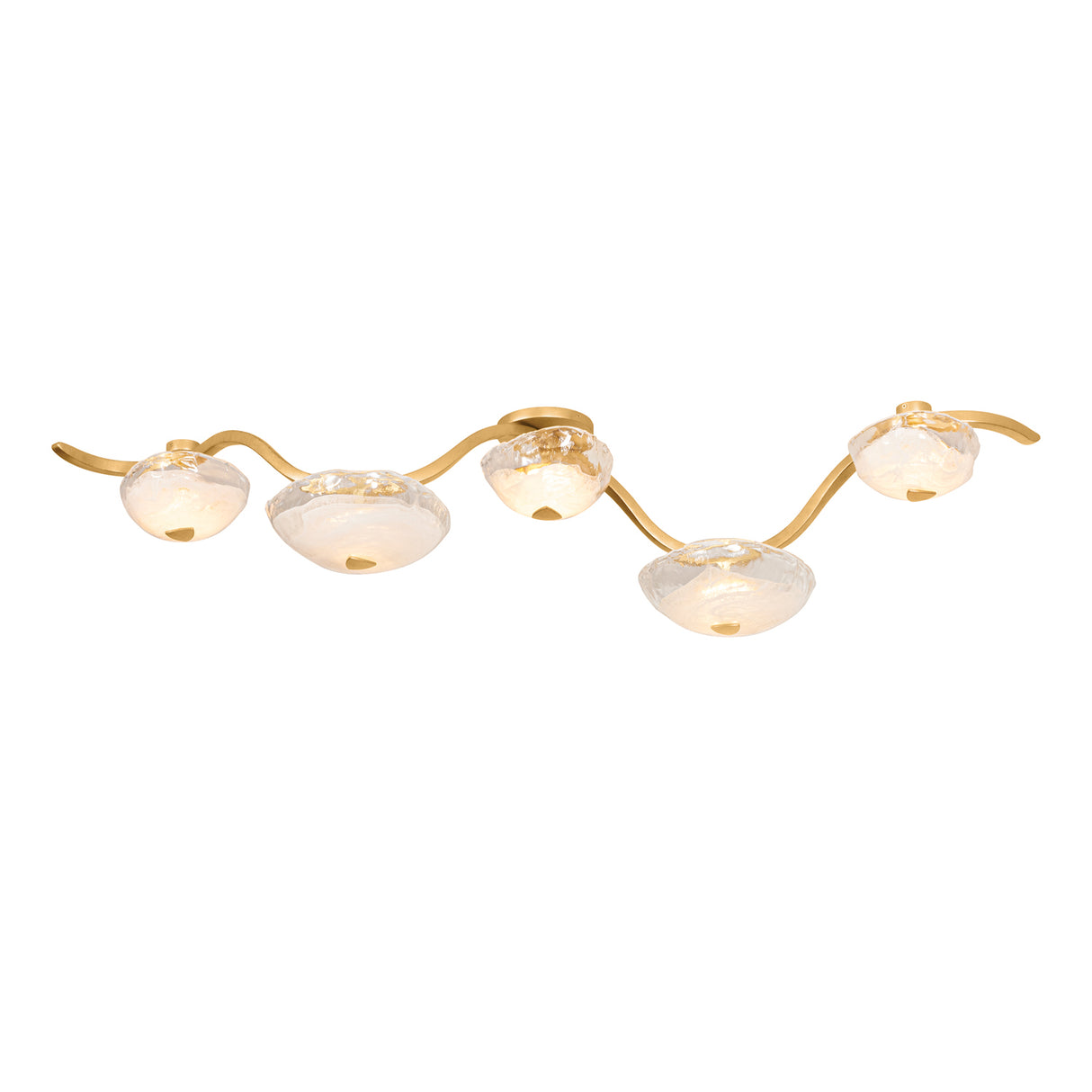 Leona 5 Light LED Semi-Flush 64", Gold Leaf and Piastra Glass