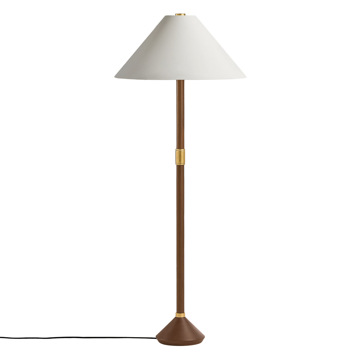 Huegus Floor Lamp 65", Walnut and Aged Brass