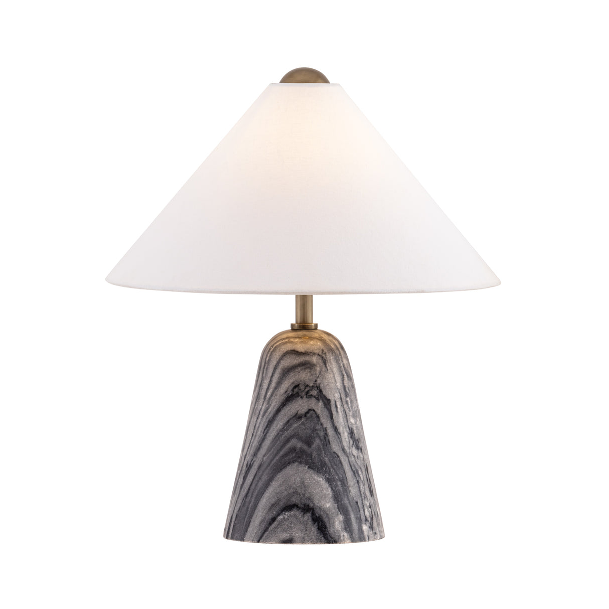 Hendrix Table Lamp 19", Gray Marble and Patina Brass