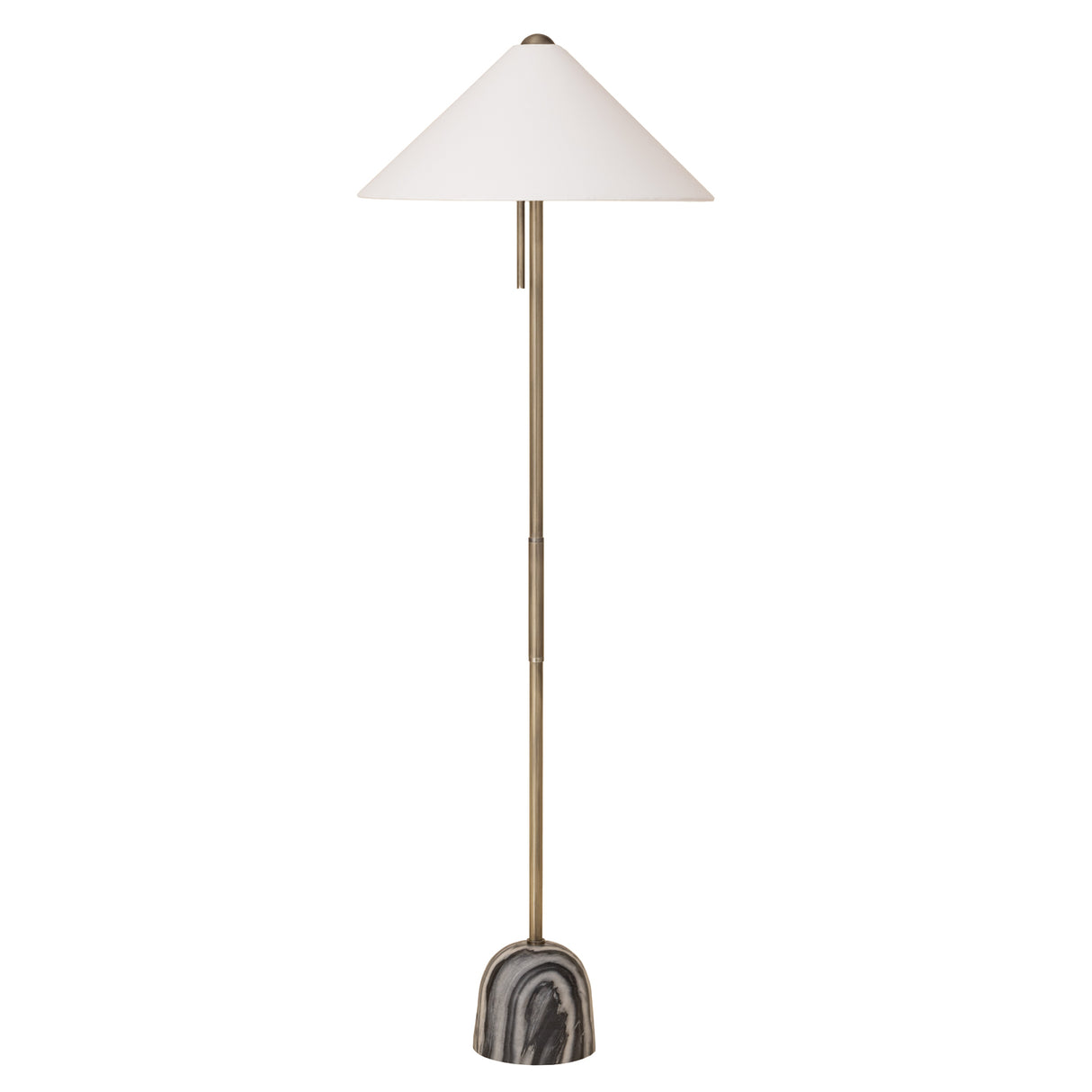 Hendrix Floor Lamp 64", Gray Marble and Patina Brass