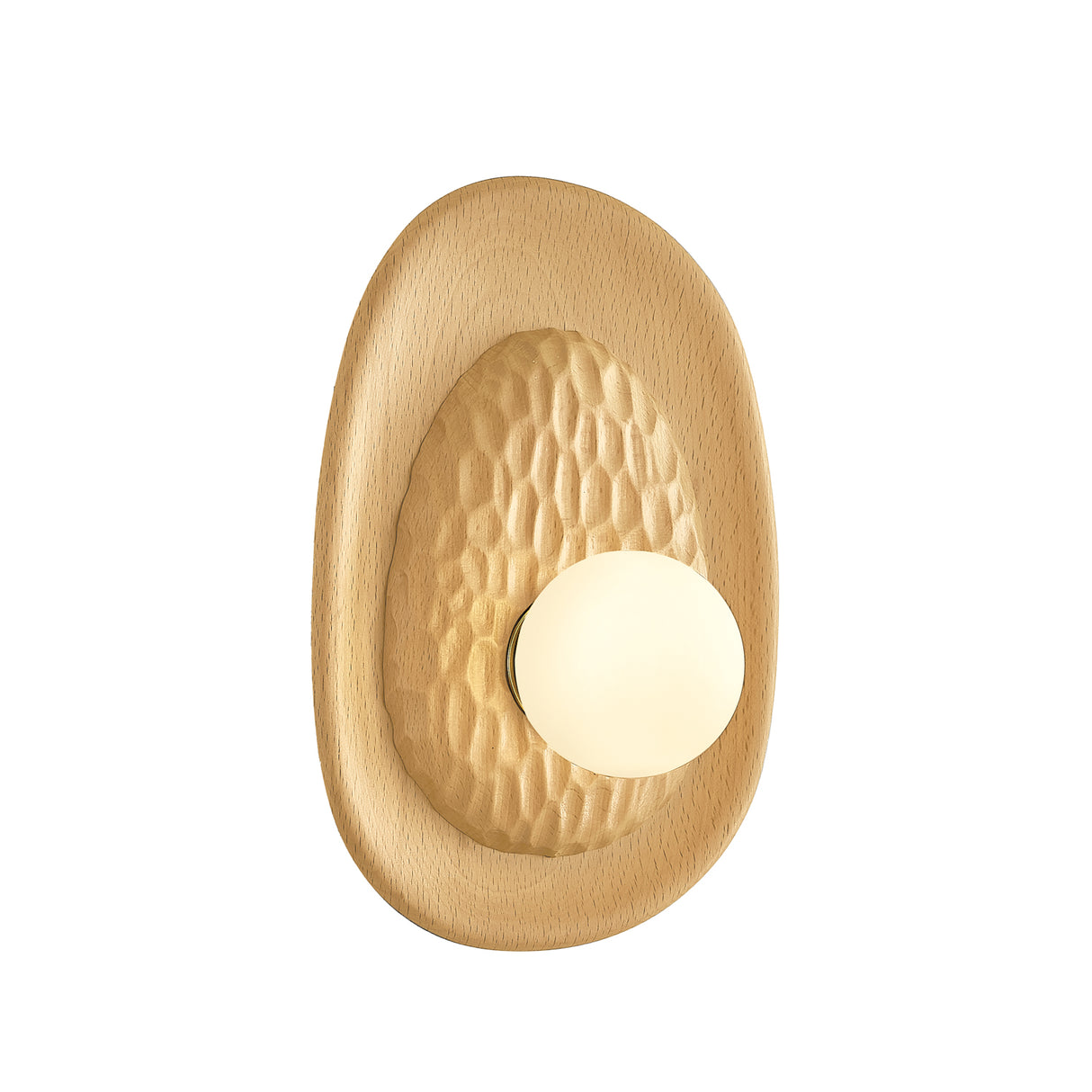 Sybella Wall Sconce 11", Beech Wood and Aged Brass