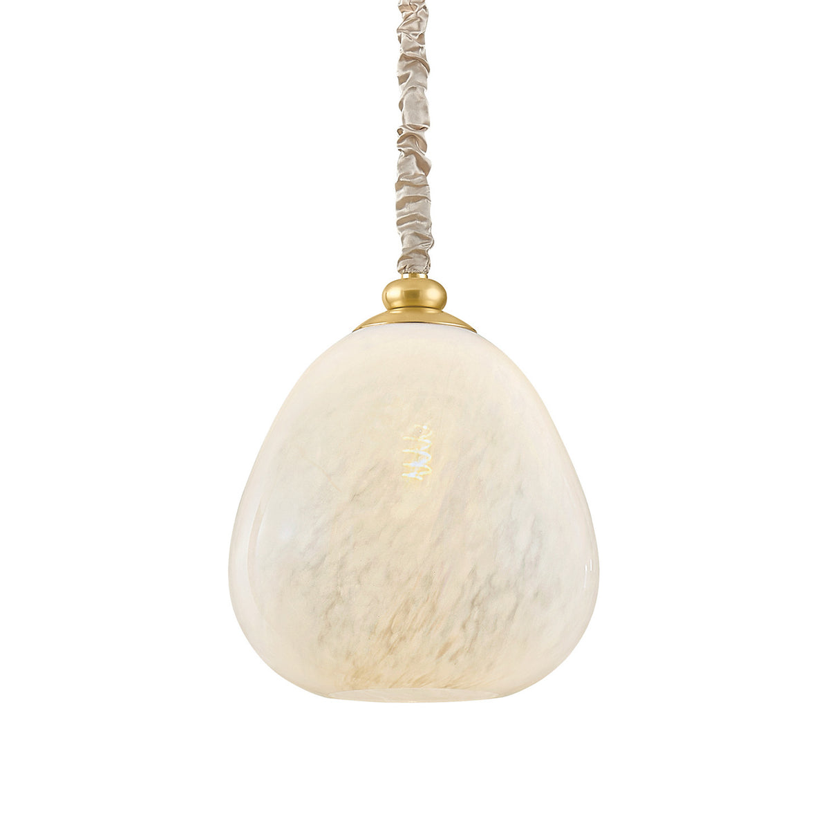 Elisha Swag Pendant 12", Cloud Glass and Aged Brass