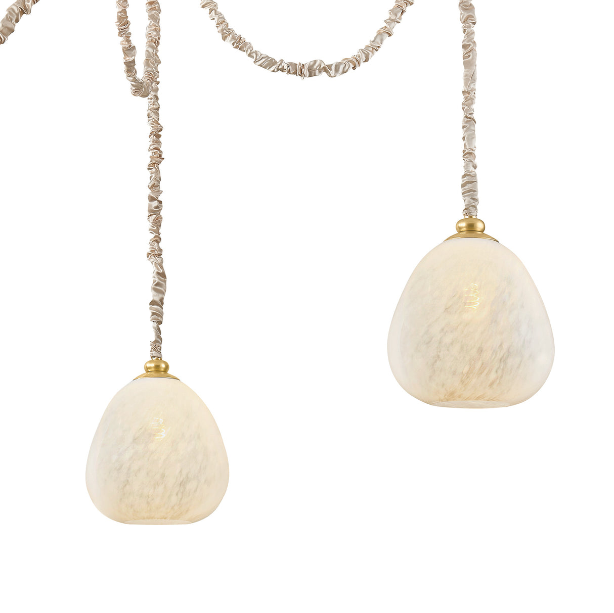 Elisha 3 Light Swag Chandelier, Cloud Glass and Aged Brass