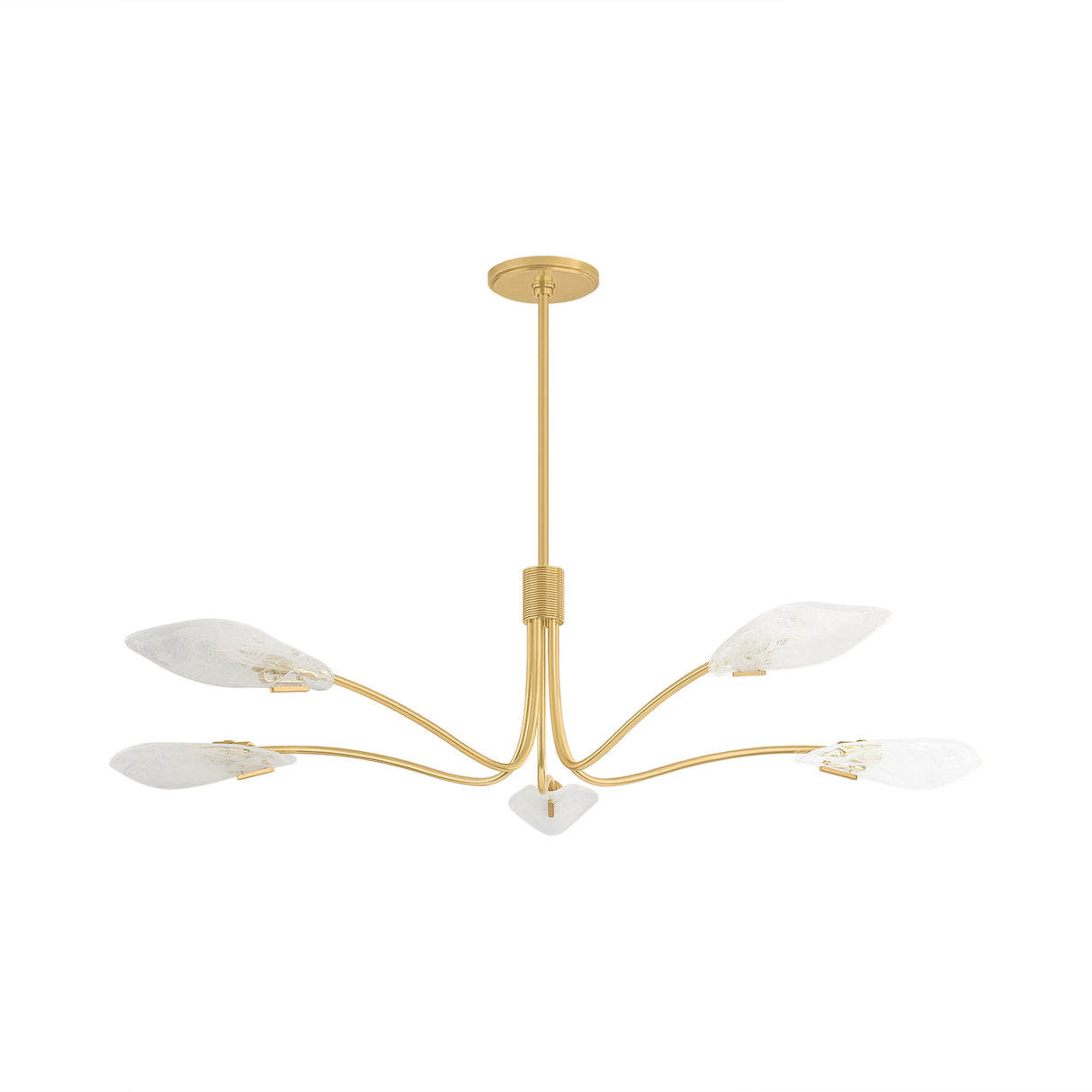 Xenia 5 Light Chandelier 56", Aged Brass and Art Glass